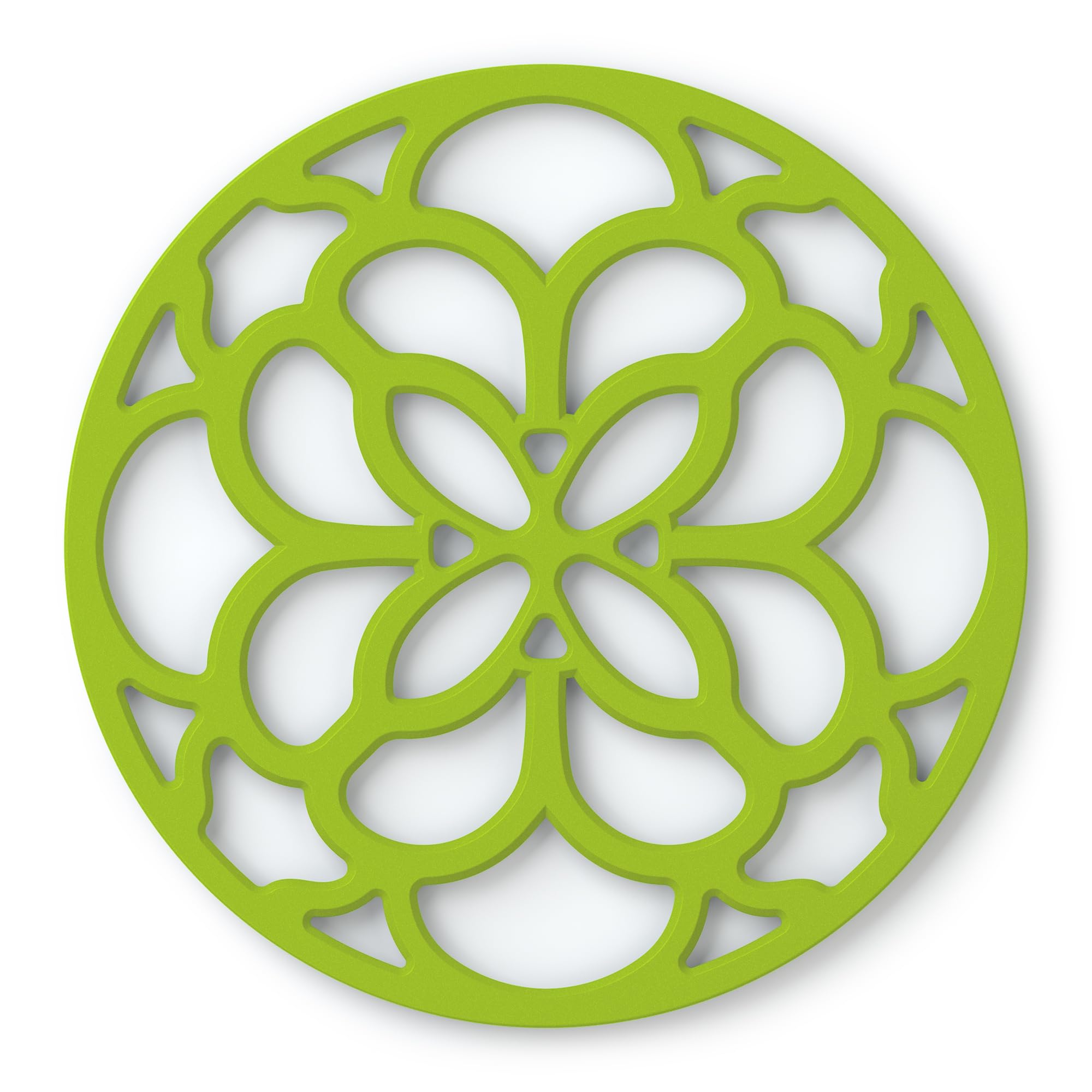 Zeal Silicone Trivet Mat for Hot Pots and Pans – Heat-Resistant, Non-Slip Kitchen Worktop Protector, Round Heritage Design, 18cm (Neon Lime)
