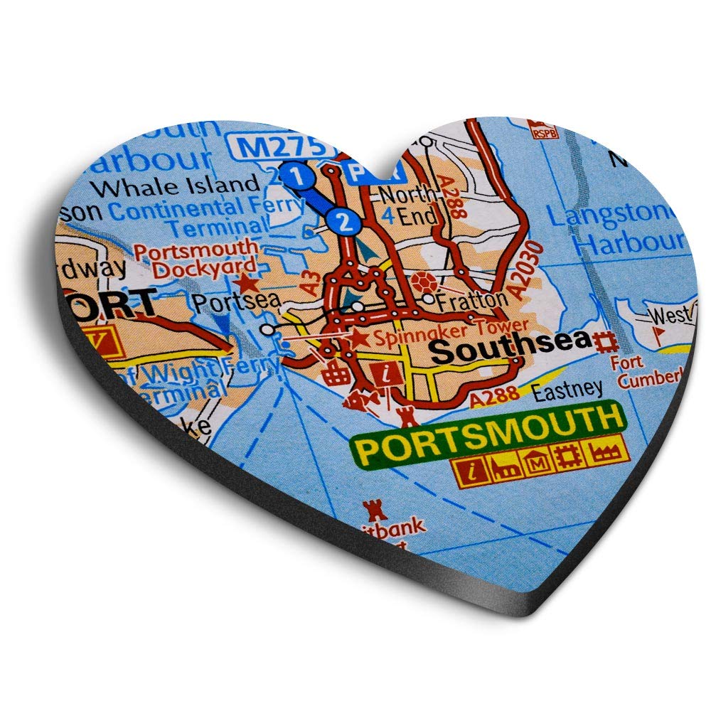 1 x Heart MDF Magnets - Portsmouth Southsea England Travel Map 46165