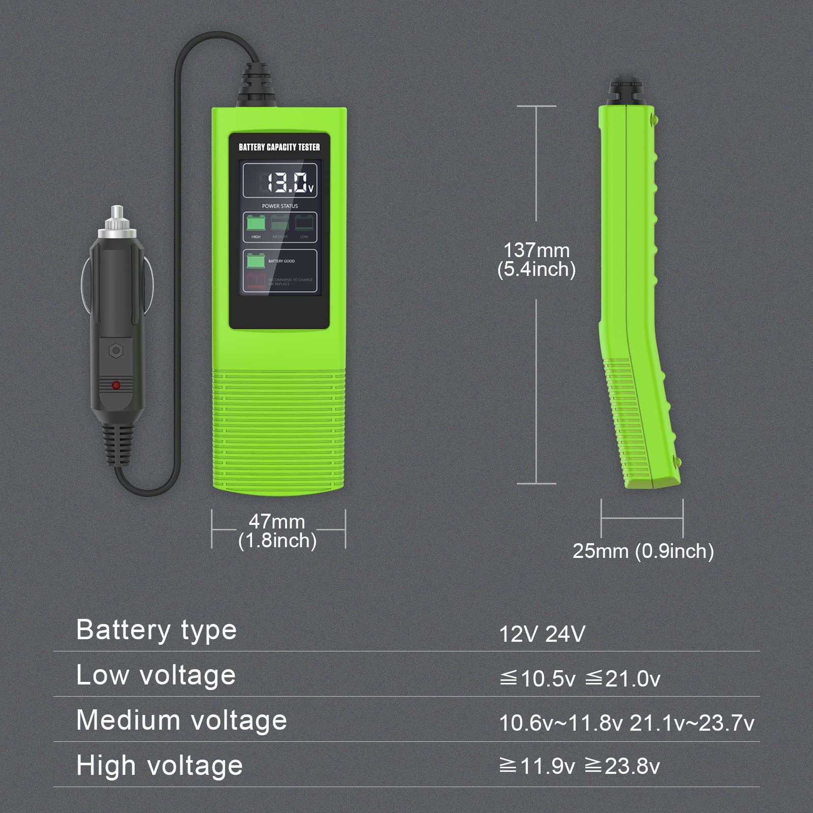 Misuratore di tensione della batteria per auto 12V-24V LED digale