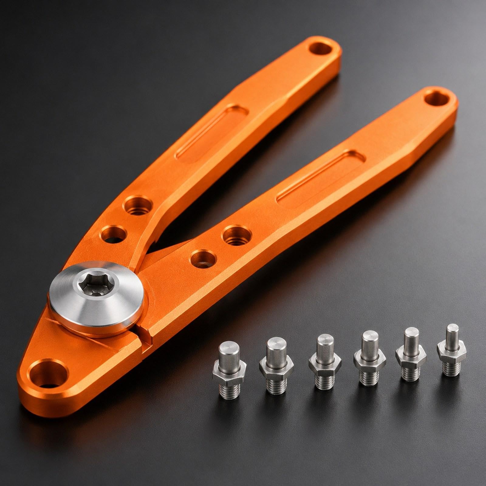 1 Ensemble Clé à Ergots Réglable Amortisseur Outil Main Aluminium Alliage Résistant Goupilles Multiples Convenant pour Entretien Atelier Mécaniqu, Orange