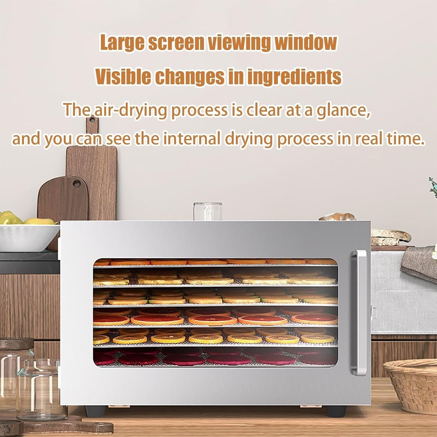 Disidratatore Alimentare 5 Vassoi Inox, Essiccatore Frutta 400W Termostato 30-90°C, 5 Ripiani Acciaio 304 per Carne, Verdura e Snack Sani