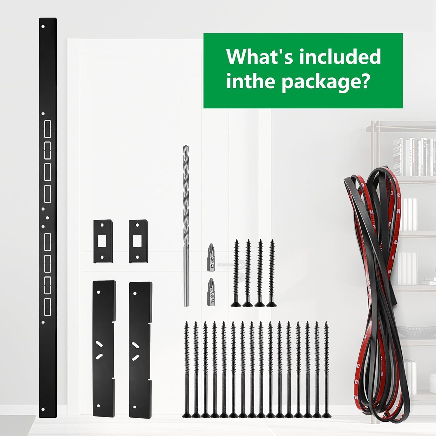 Upgraded 46" Heavy Duty Door Reinforcement Set for Jamb, Frame & Hinges, Included 9/64" Long Drill Bit & Door Seal, Easy to Install, Ideal for DIY Home Door Security, Black