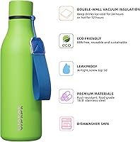 Vista 296 de BJPKPK Botellas de agua aisladas, botella de agua de metal de acero inoxidable de 18 onzas con correa, termo a prueba de fugas sin BPA, tazas