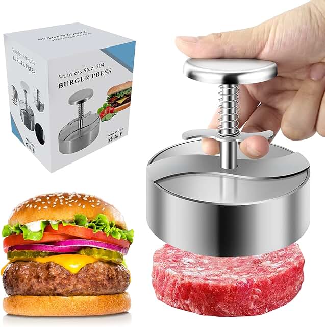 Burger Press, Adjustable Hamburger Meat Press, 304 Stainless Steel Non S...