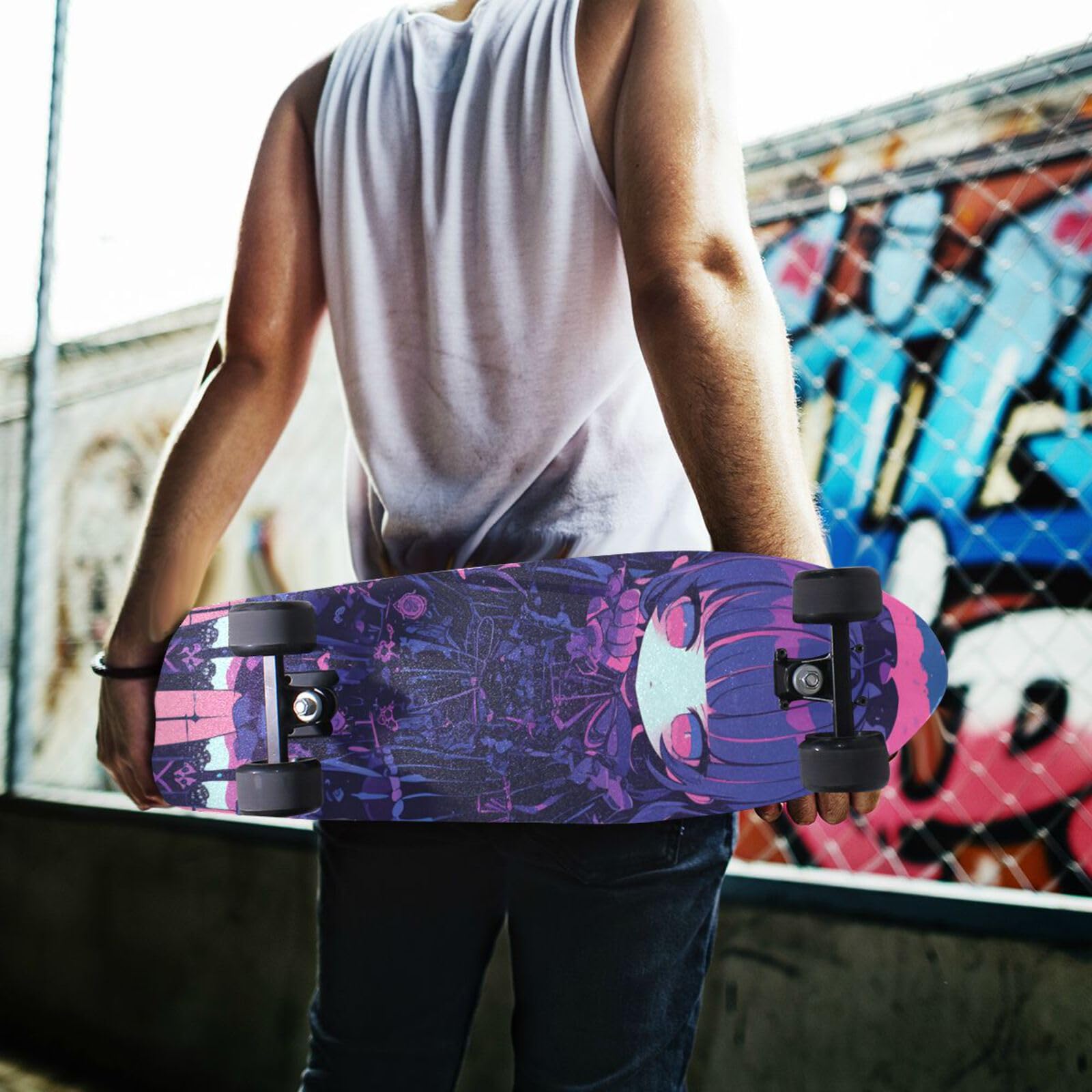 Skulls Purple Terro Anime Grippy Grip Tape für Skateboards, Grippy Scooter, Gripp-Tape, 84 x 22,9 cm, Antiderrapante für Roller