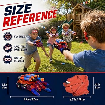 2-Pack Hero Spider Web Shooters Toys for Kids, Wrist Foam Dart Launcher Set with Mask, Gloves & 120 Soft Darts, Adjustable Strap, Indoor Outdoor Role-Play Game, Easter Basket Stuffers for Boys
