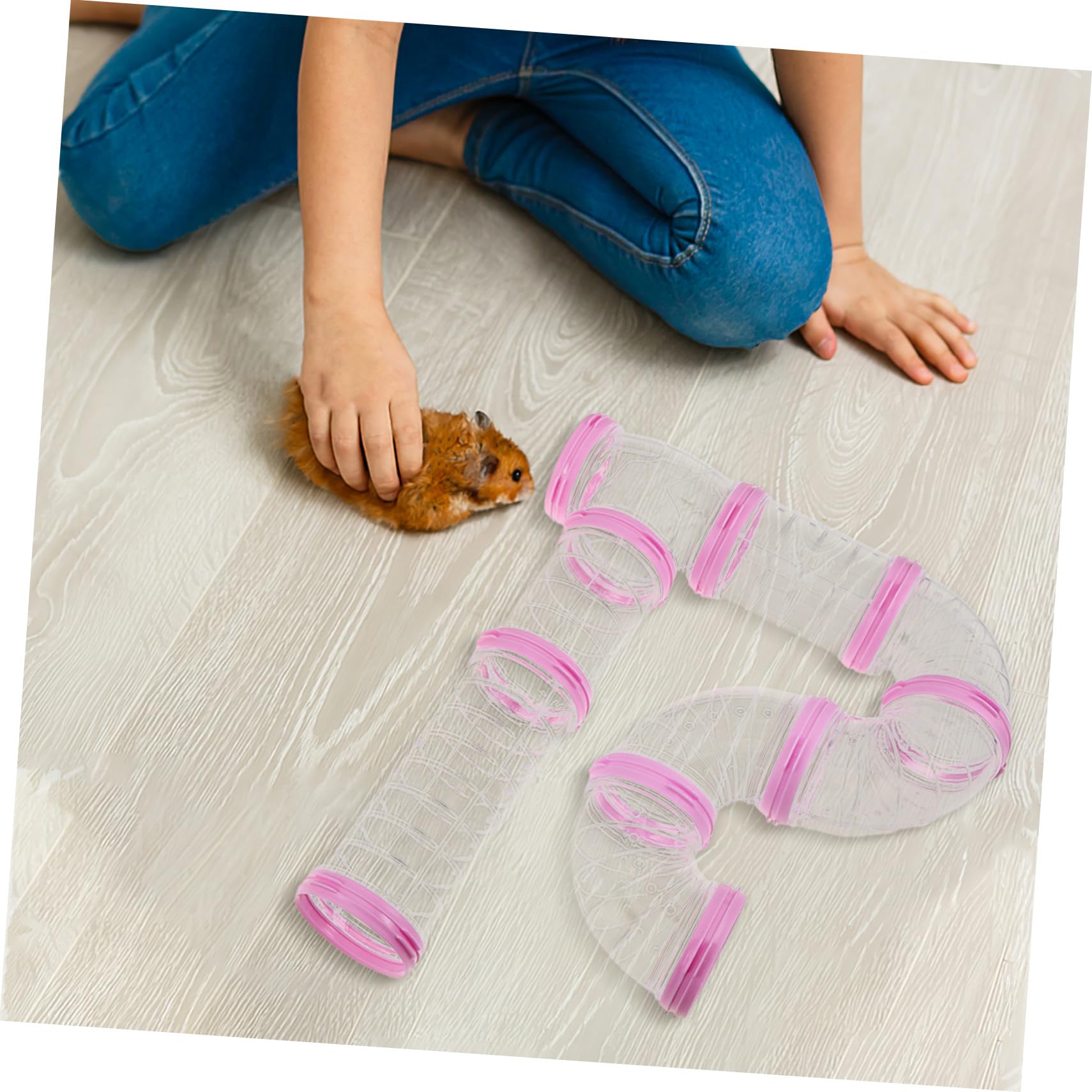 FRCOLOR 2sätze Transparenter Hamstertunnel aus Kunststoff für Kleintiere Faltbarer Spieltunnel für Meerschweinchen und Ratten Leicht zu Reinigende Hamsterröhre als Spielzeugtunnel