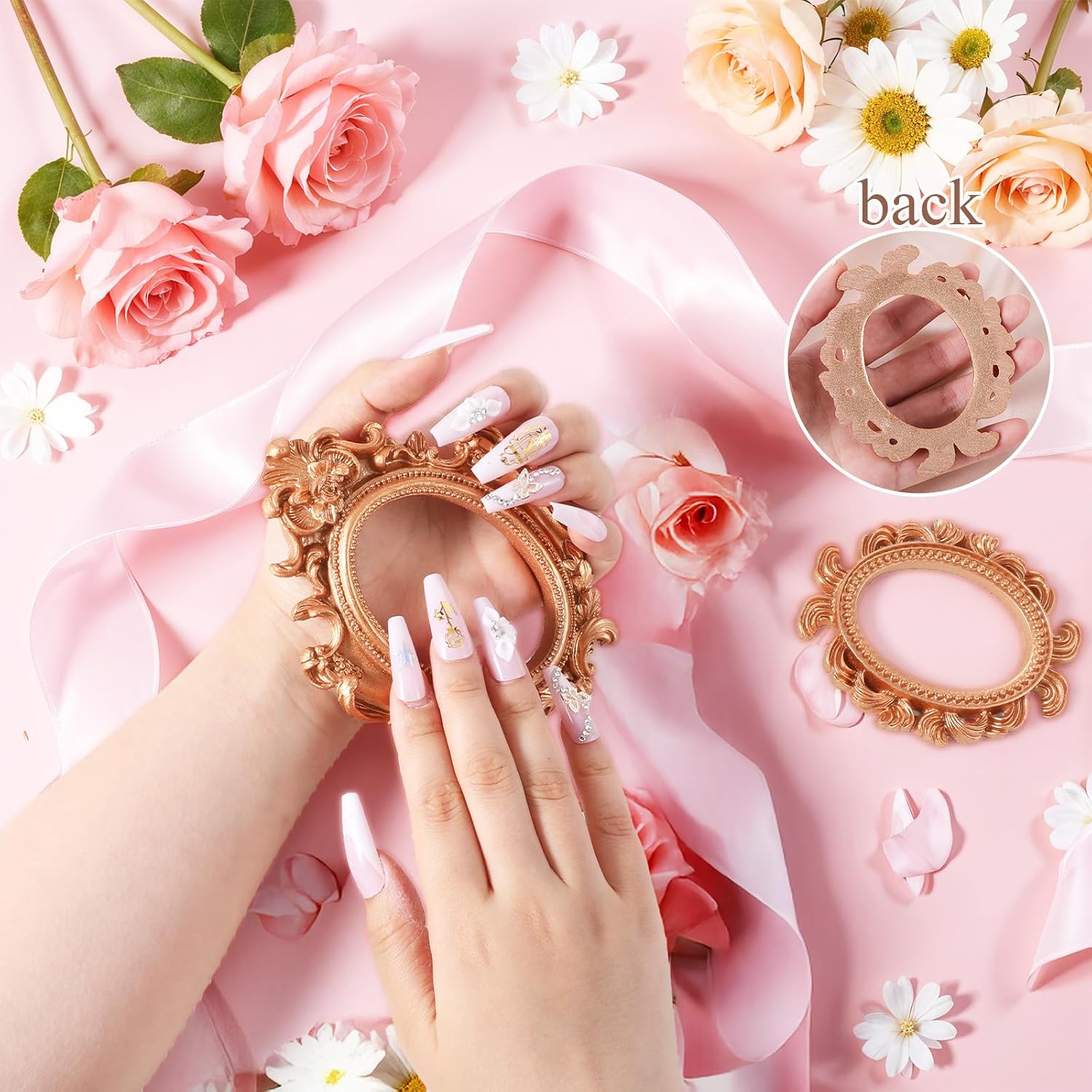 Condition photo showing As Is for 12pcs mini antique gold picture frames,3-5" vintage resin picture frame,flower oval rectangle baroque antique gold frames jewelry display table frame for jewelry home wedding holiday party decor