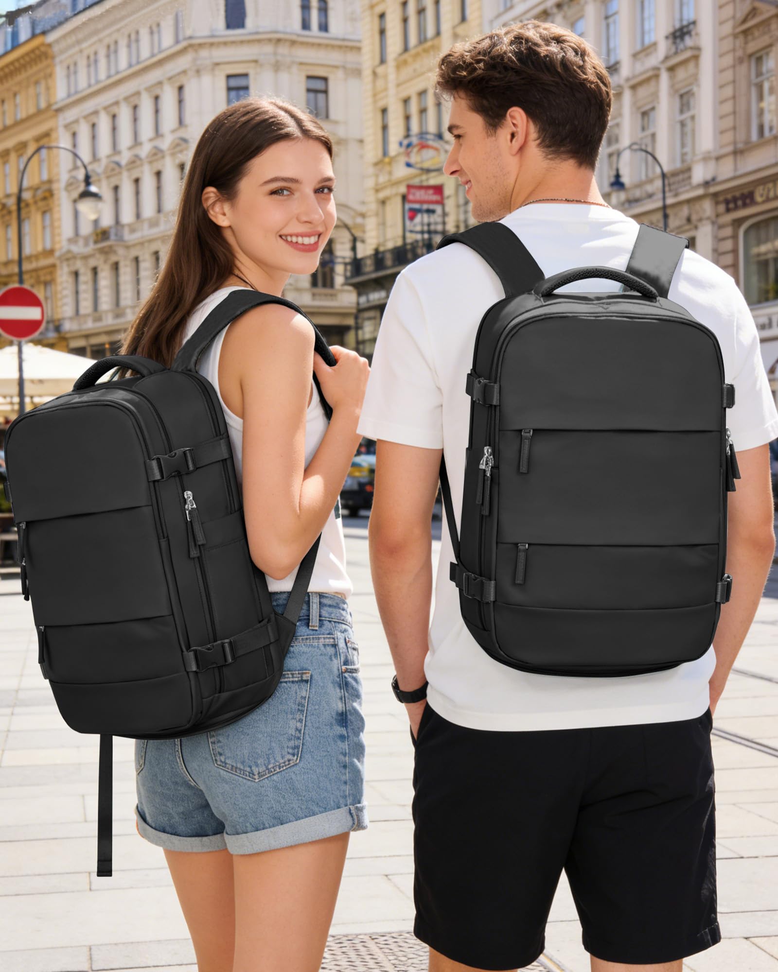 BJLFS Vakuum Rucksack Handgepäck mit Pumpe Ryanair Handgepäck 40x30x20 Vakuum Reiserucksack Damen Groß Airbag Rucksack mit Vakuumpumpe Laptop Rucksack 16 zoll Herren Carry on Luggage
