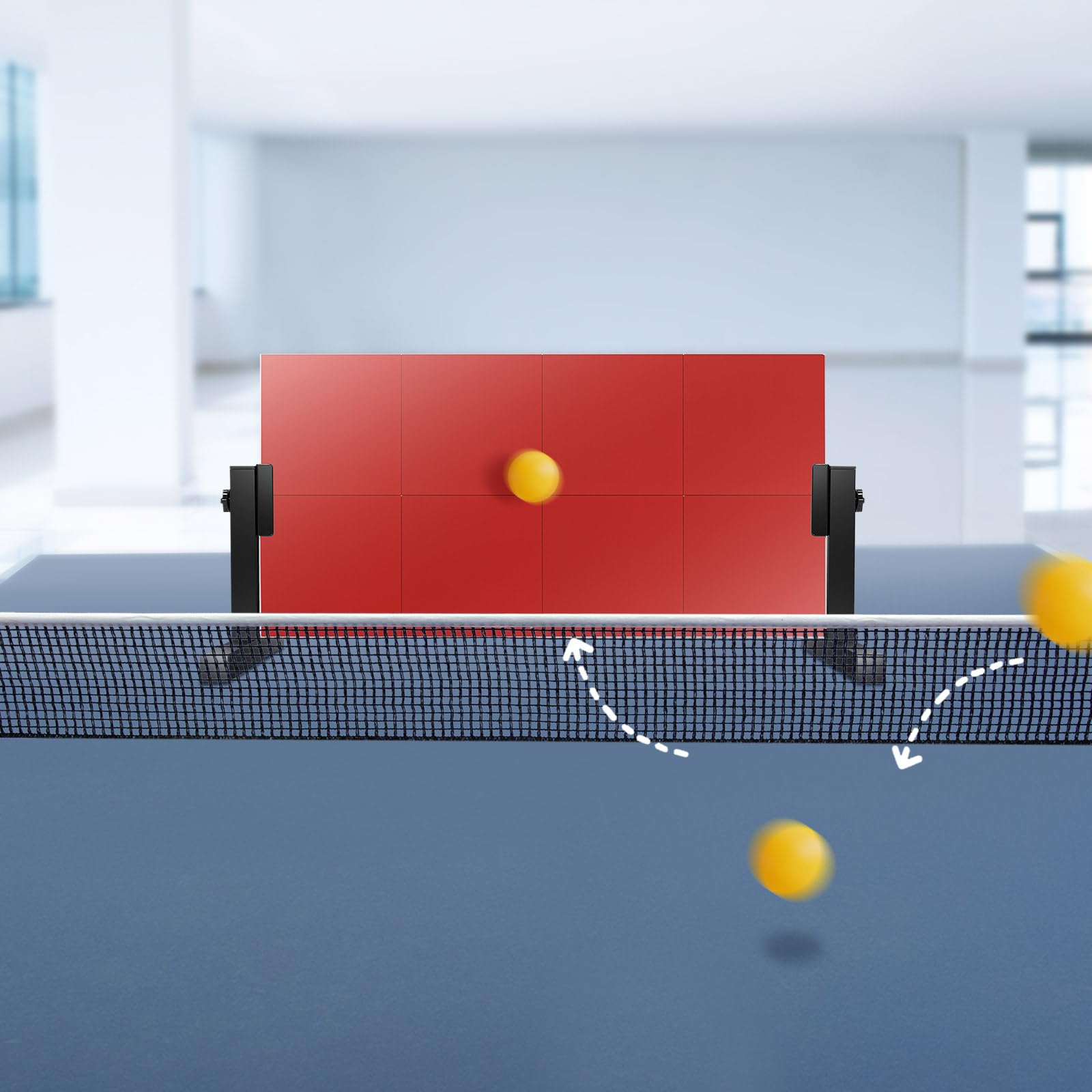 Mur de rebond de tennis de table avec 8 blocs en caoutchouc - Angle réglable à 360° - Stable - Entraîneur de tennis de table - Rebond pour auto-entraînement en intérieur et extérieur - Pour la
