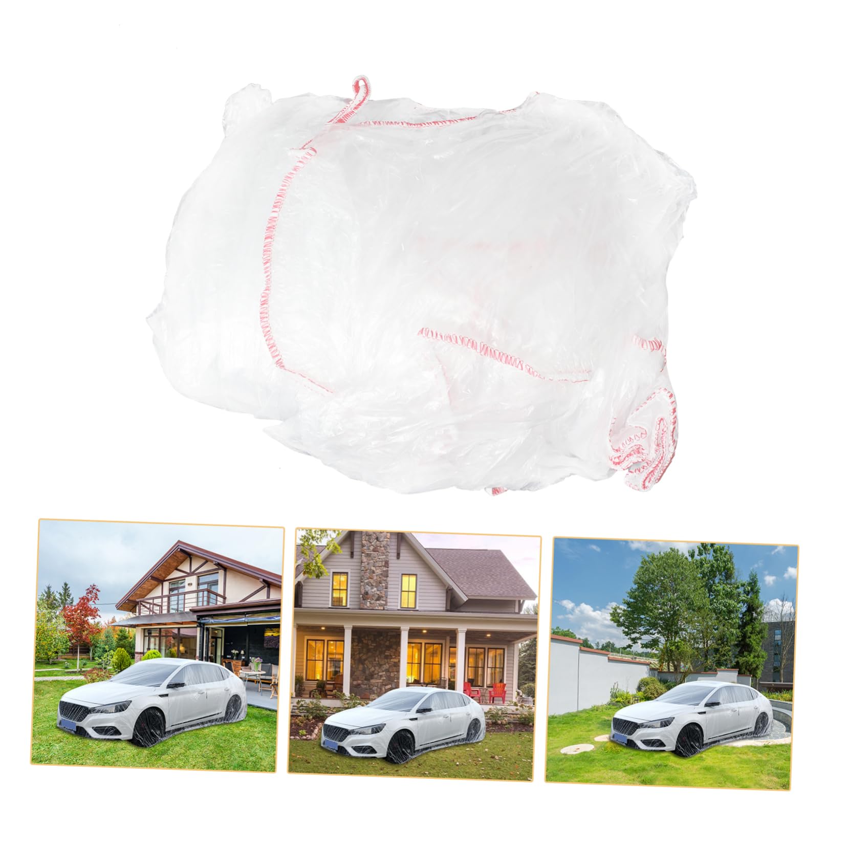Vaguelly Outdoor Car Body Cover All-Weather Plastic Car Protector Dustproof Uv Resistant Full Coverage Rain and Sun Shield — view 5