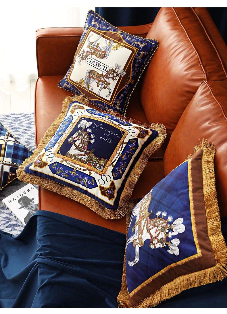 Cuscino Cover Velluto Lusso Luxury Poltrona Arredo Yatch Barca Casa Divano (Oro Blu 1, 45 cm x 45 cm)
