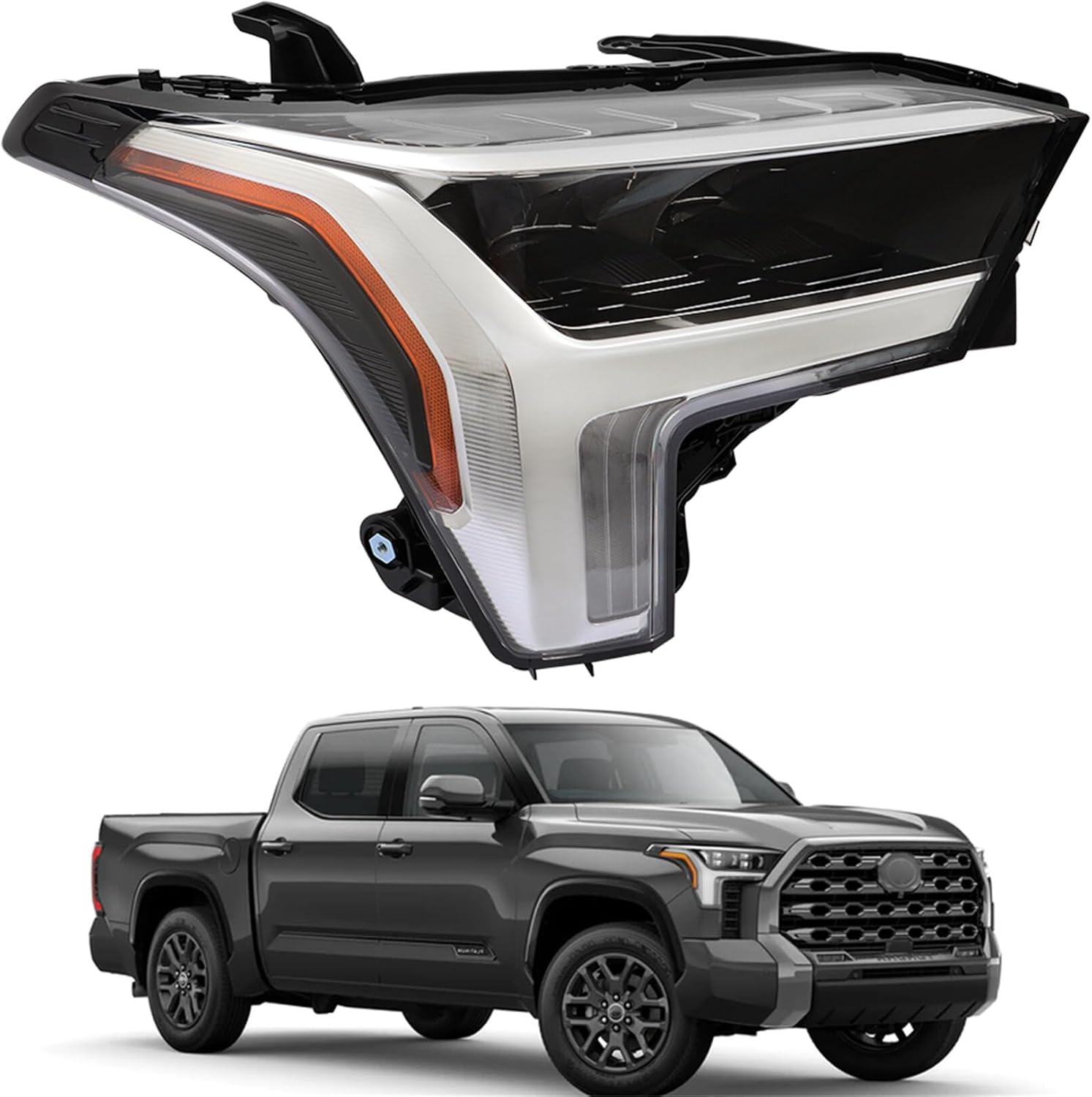 labwork Headlight Assembly Replacement for Toyota Tundra 2022-2023 SR/SR5/Limited Black Clear Lens Headlight Right Set Passenger Side 81140-0C230
