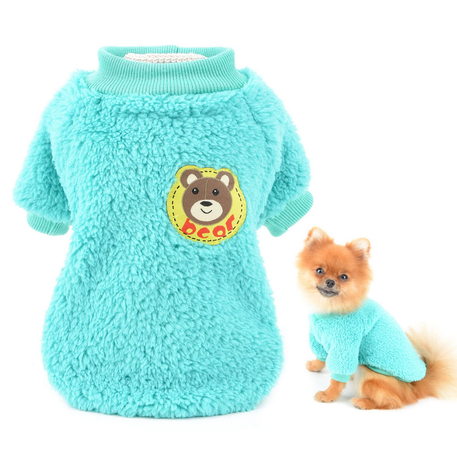 SMALLLEE_LUCKY_STORE Pet Sherpa Fleece Jumpers Sweaters,Pullover Sweatshirt for Small Dogs Cat Puppy Yorkie Chihuahua Boy Girl Warm Winter Clothes