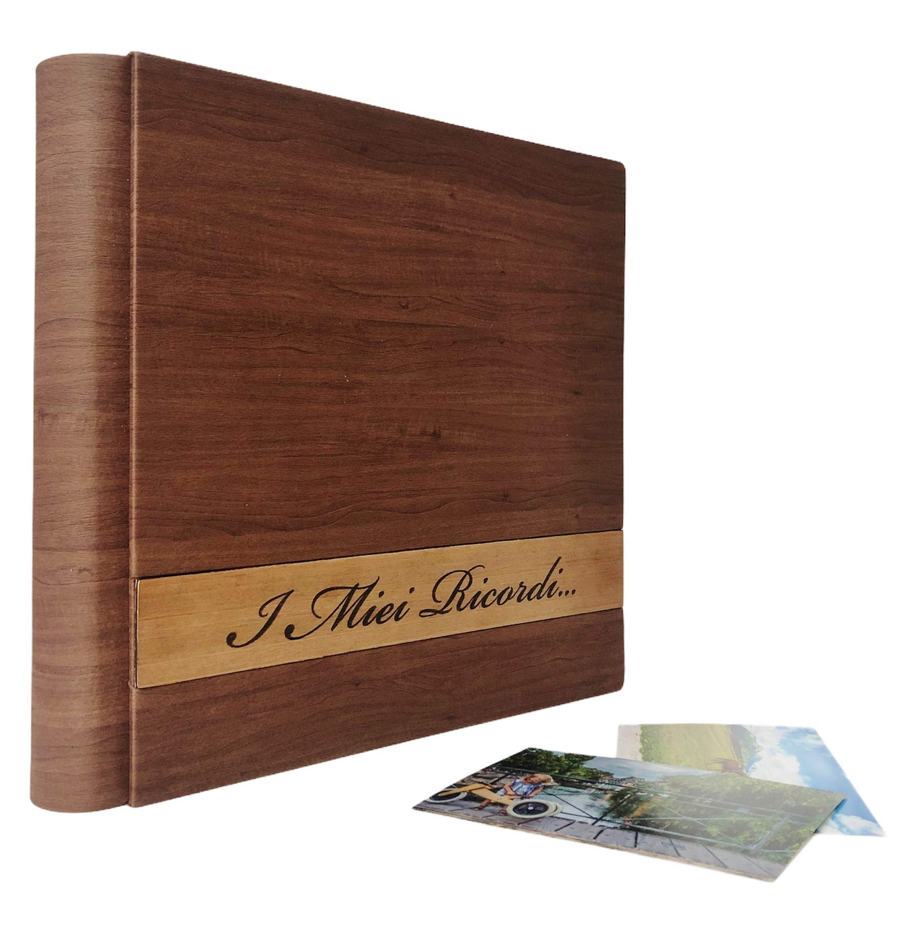 Album Photo Artisanal TriVin Art - Simili Cuir Bicolore, Personnalisable Avec Gravure - Fabriqué En Italie, Papier De Soie Inclus - 7