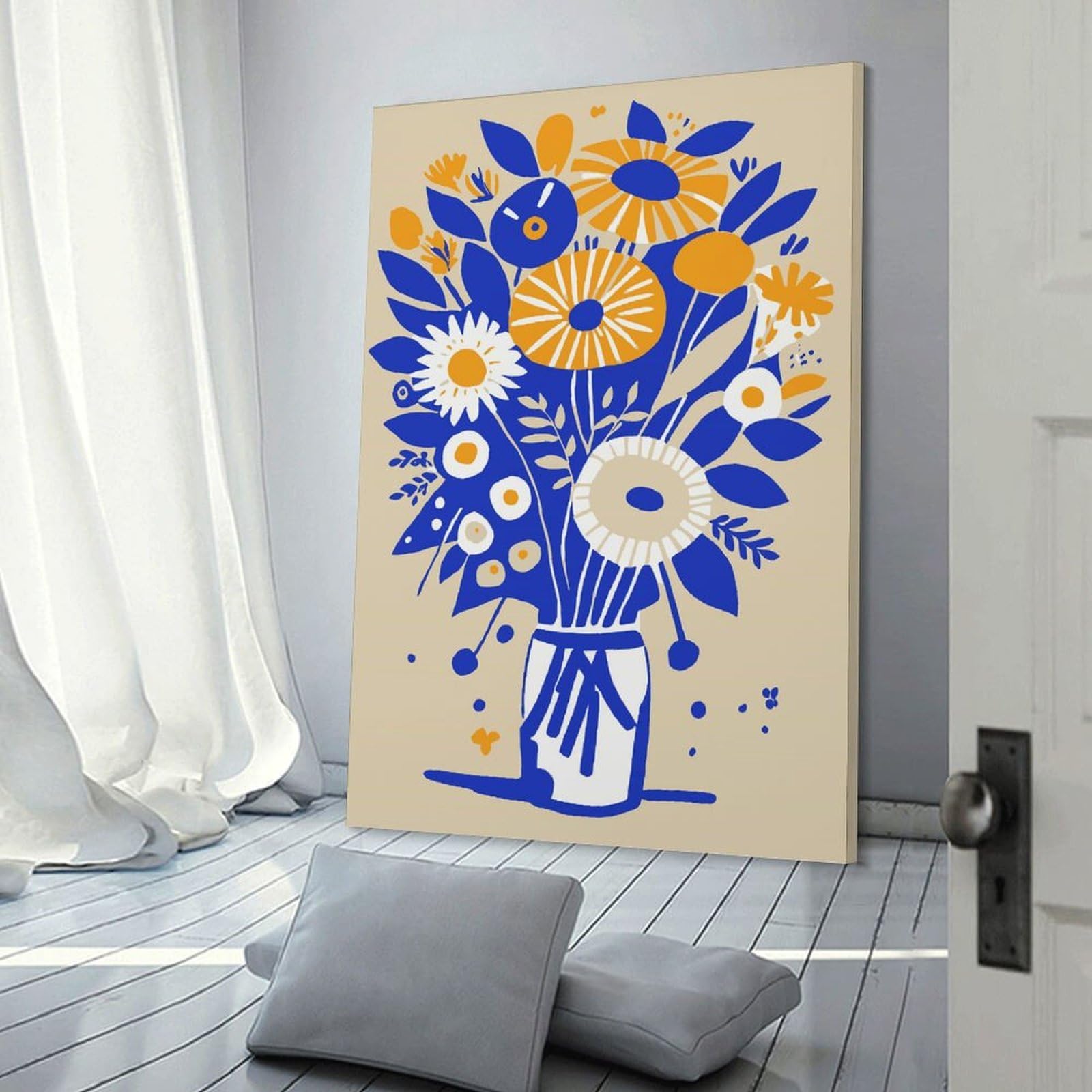 Junmoney Frame-Style-6 Canvas Wall Picture Evelyn Bouquet Of Flowers, 16X24inch(40X60cm), For Front Hall, Corridor Or Welcome Spaces, Decorative Wall Art For Narrow Spaces