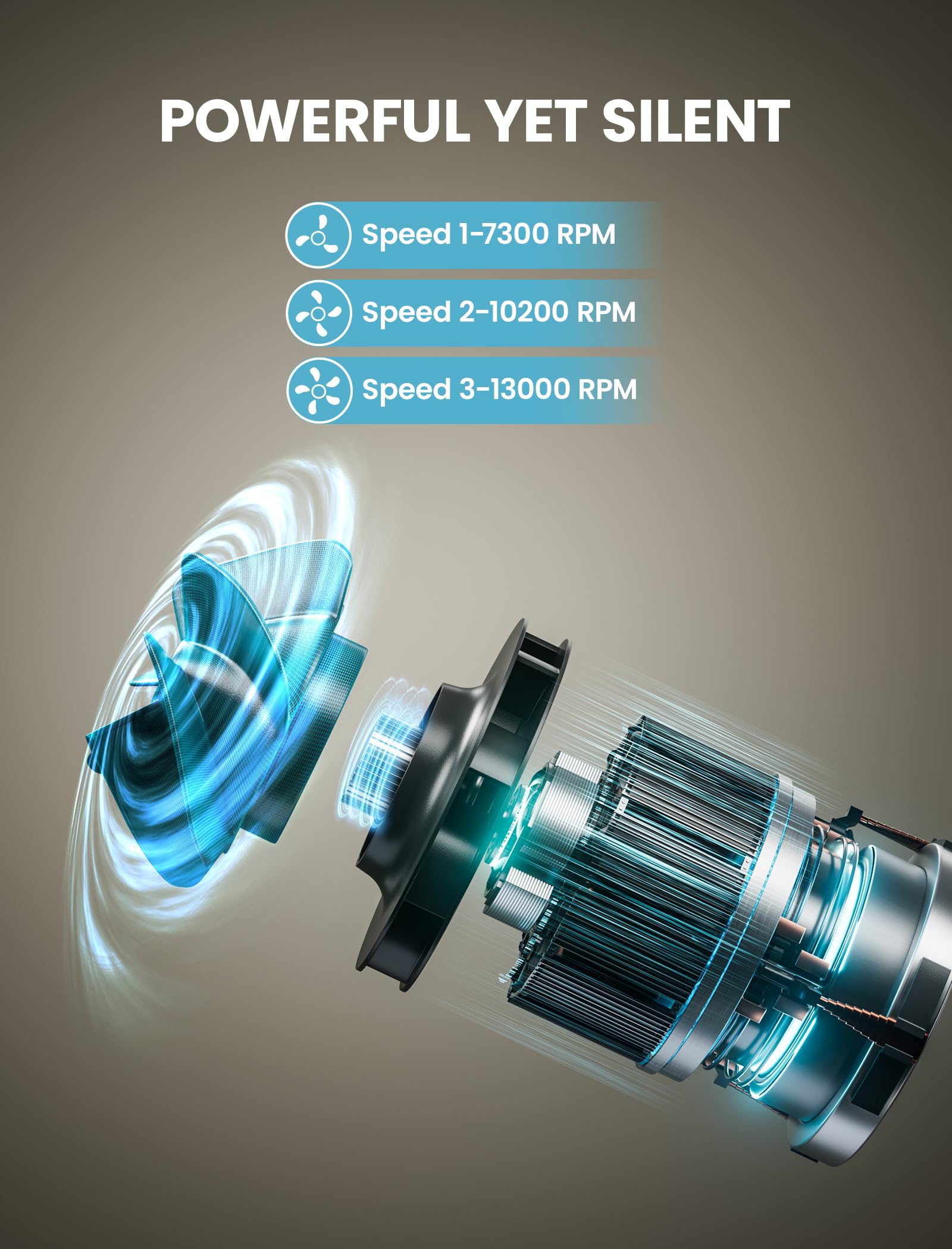 10000mAh Portable Waist Clip Fan, 40H Cooling Personal Wearable Fan, 5 Speeds