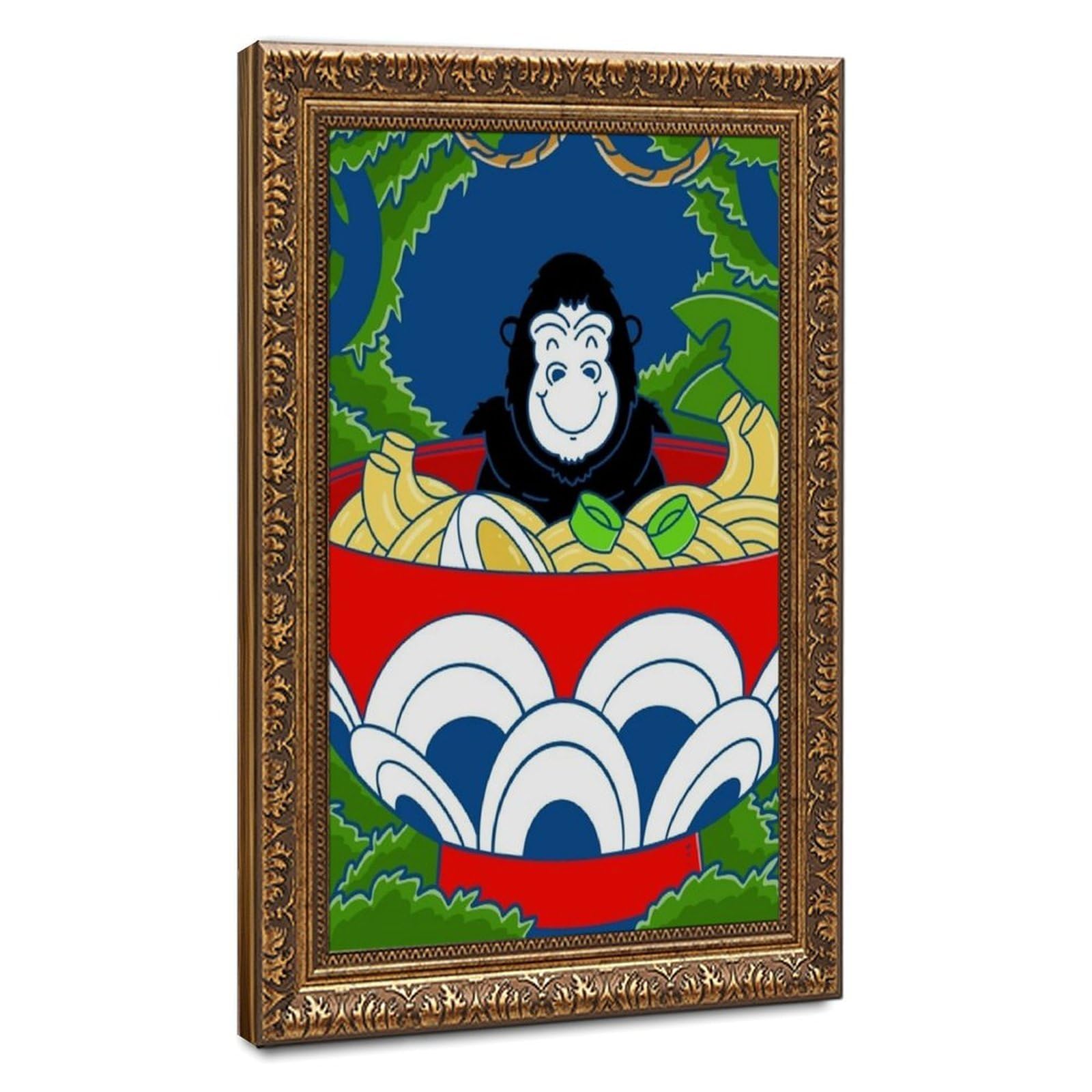 Bareronor Ramen And Gorilla Poster Canvas Poster Bedroom Decor Landscape Office Room Decor Gift 16" L X 24" W