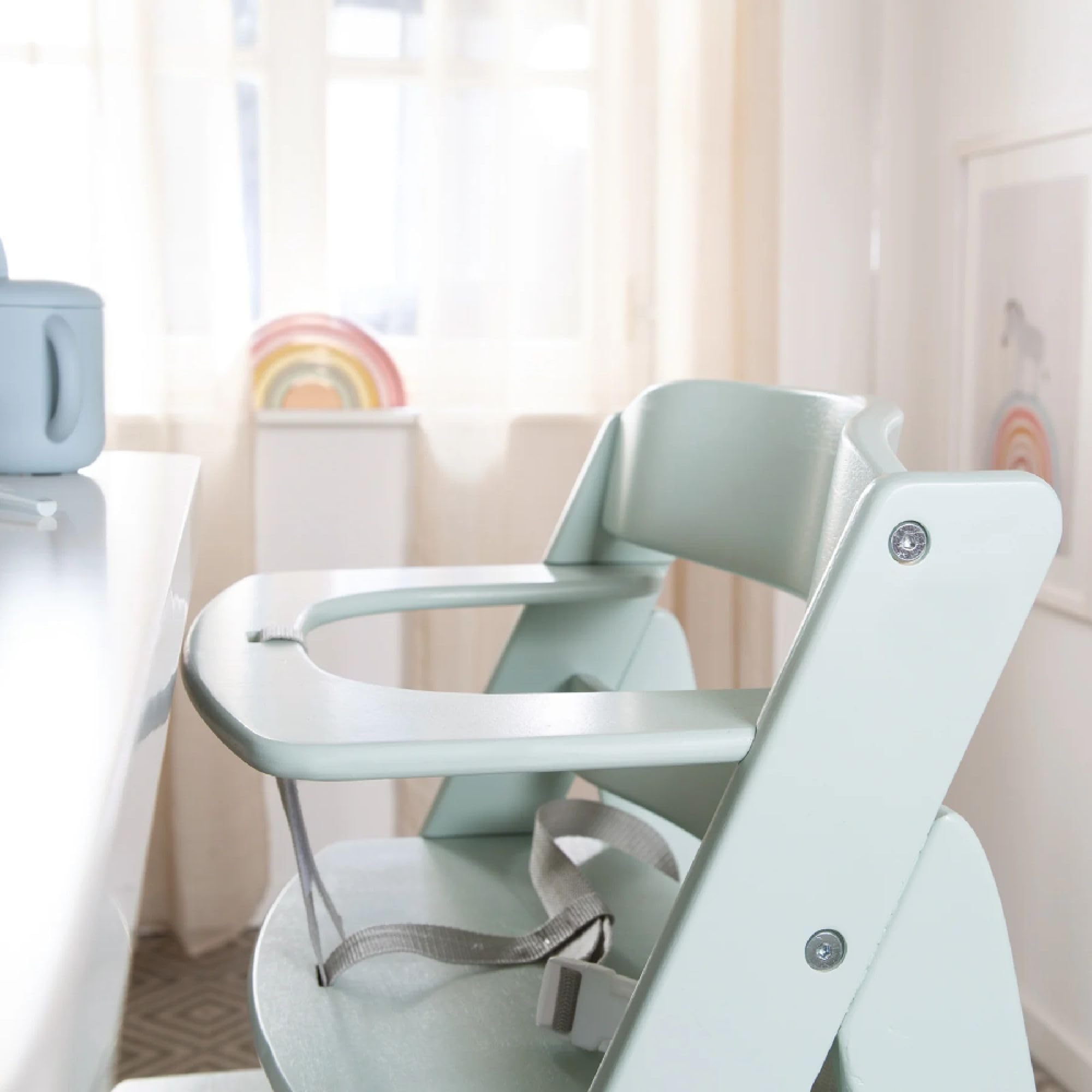 roba Babyhochstuhl Sit Up Flex - Mitwachsender Hochstuhl aus Holz - Verstellbarer Kinderhochstuhl mit Schrittgurt - ab 6 Monaten bis 70 kg - Mint