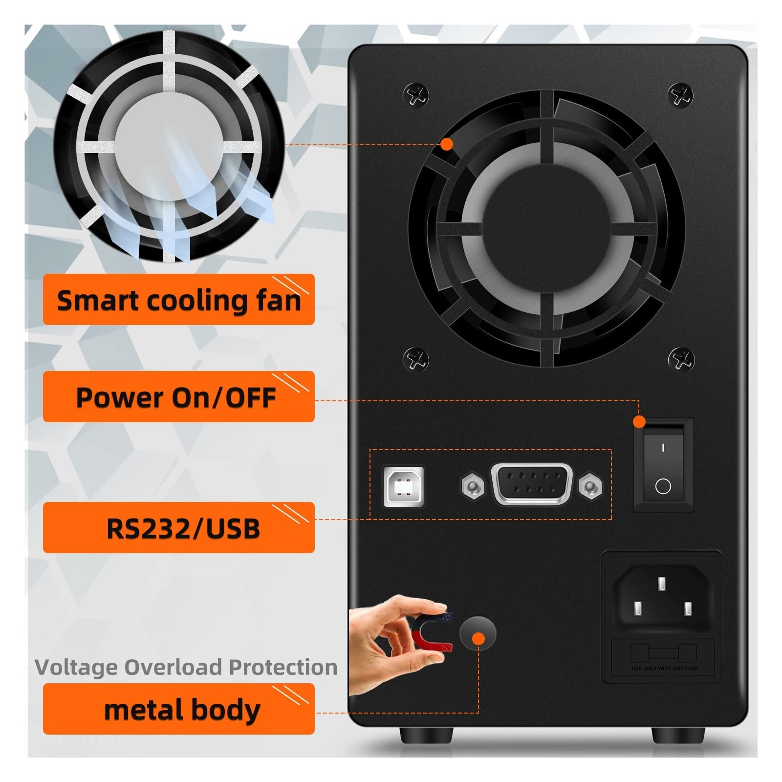 Zasilacz Laboratoryjny Programowalny zasilacz USB DC Stół warsztatowy do konserwacji oprogramowania laboratoryjnego 30 V 10 A Regulator napięcia i prądu(SPPS305DR BLack)