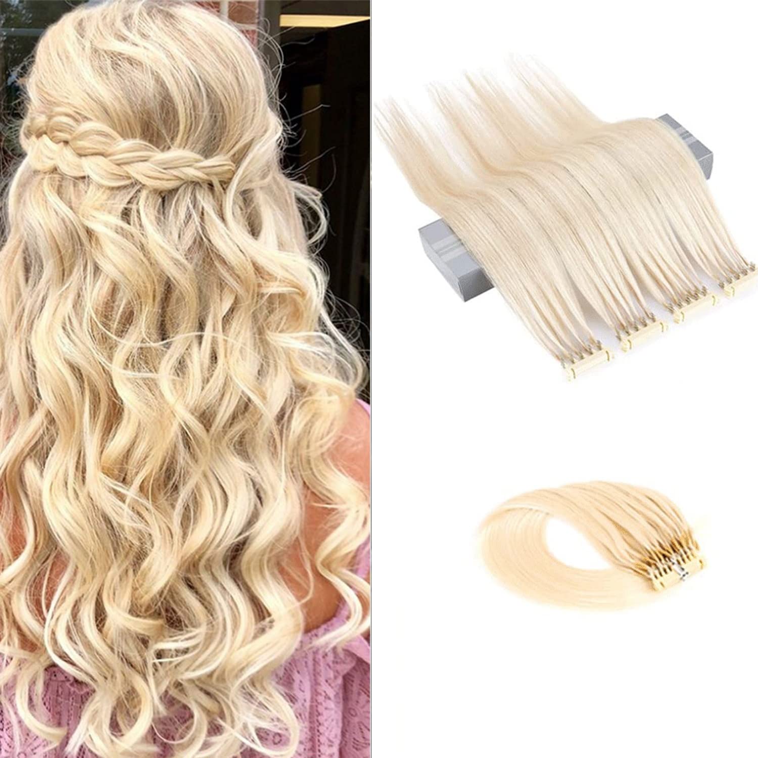 Amazon.com: JNBXING 6d Hair Extensions Human Hair No Trace Hidden 6d2 Hair  Extensions Fast Connection 5 Strands 6d Hair Extensions Straight Natural  100% Human Hair（10sets） (Color : Gold, Size : 20inch) :