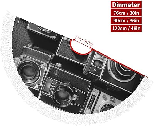 Miniatura 2 de Christmas Tree Skirt Retro Cool Camera Collection Printed Large Xmas Tree Base for Winter New Year Holiday Party Decor Indoor Outdoor