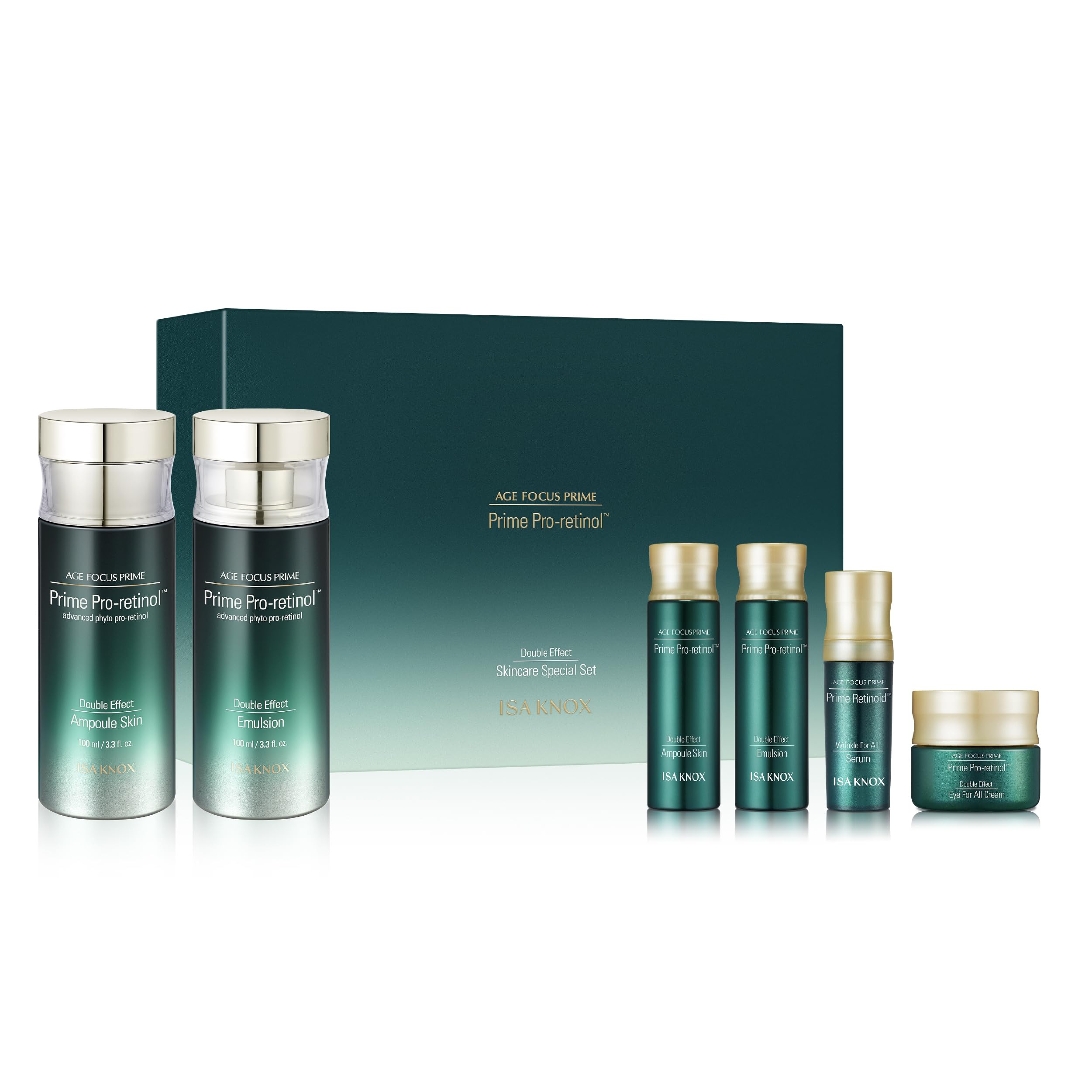 ISA KNOX Age Focus Prime Double Effect Skincare Special Set (8.5 fl oz) - Korean Skincare for Moisturizing, Firming, and Nourishing. with Prime