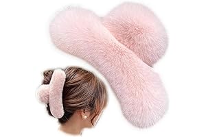 YOYLMAL Faux Fur Hair Claw Clips for Pink Perfection