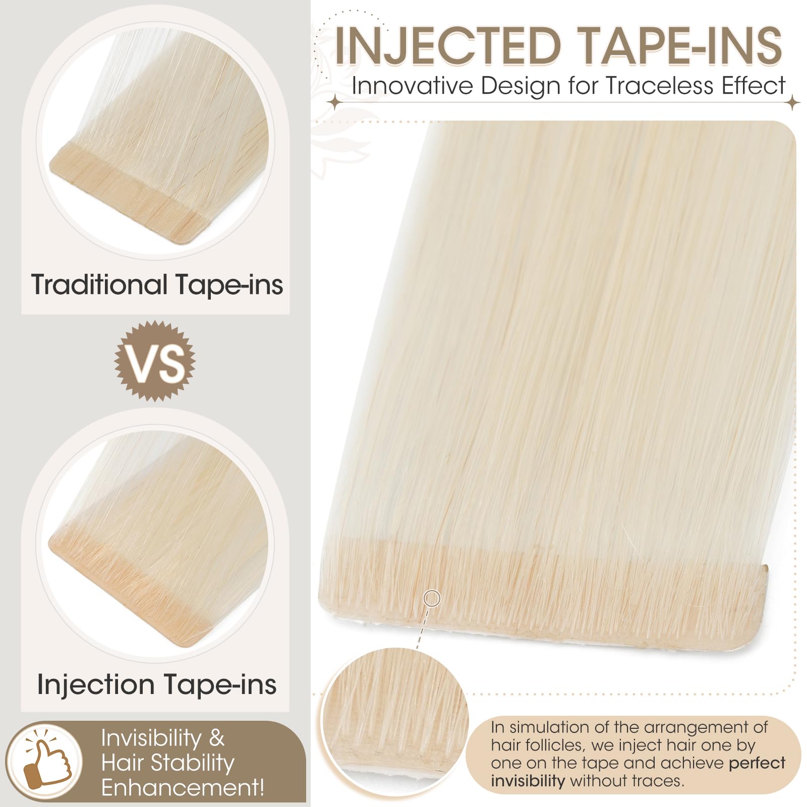Elailite Injected Tape in Hair Extensions Human Hair - Image 2