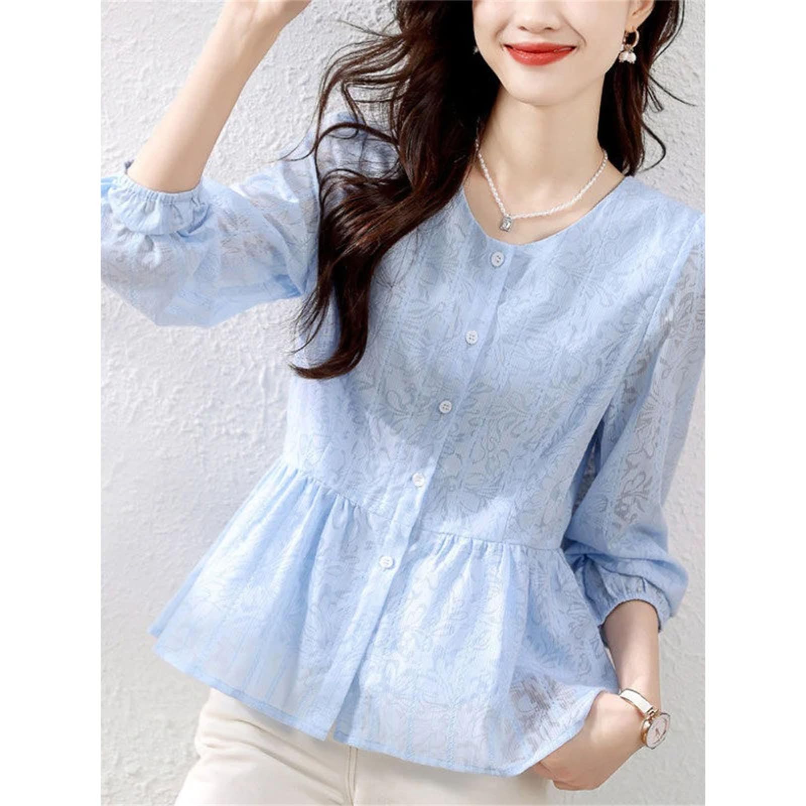 Blusas de primavera para mujer, elegantes, informales, de manga larga, para oficina, trabajo