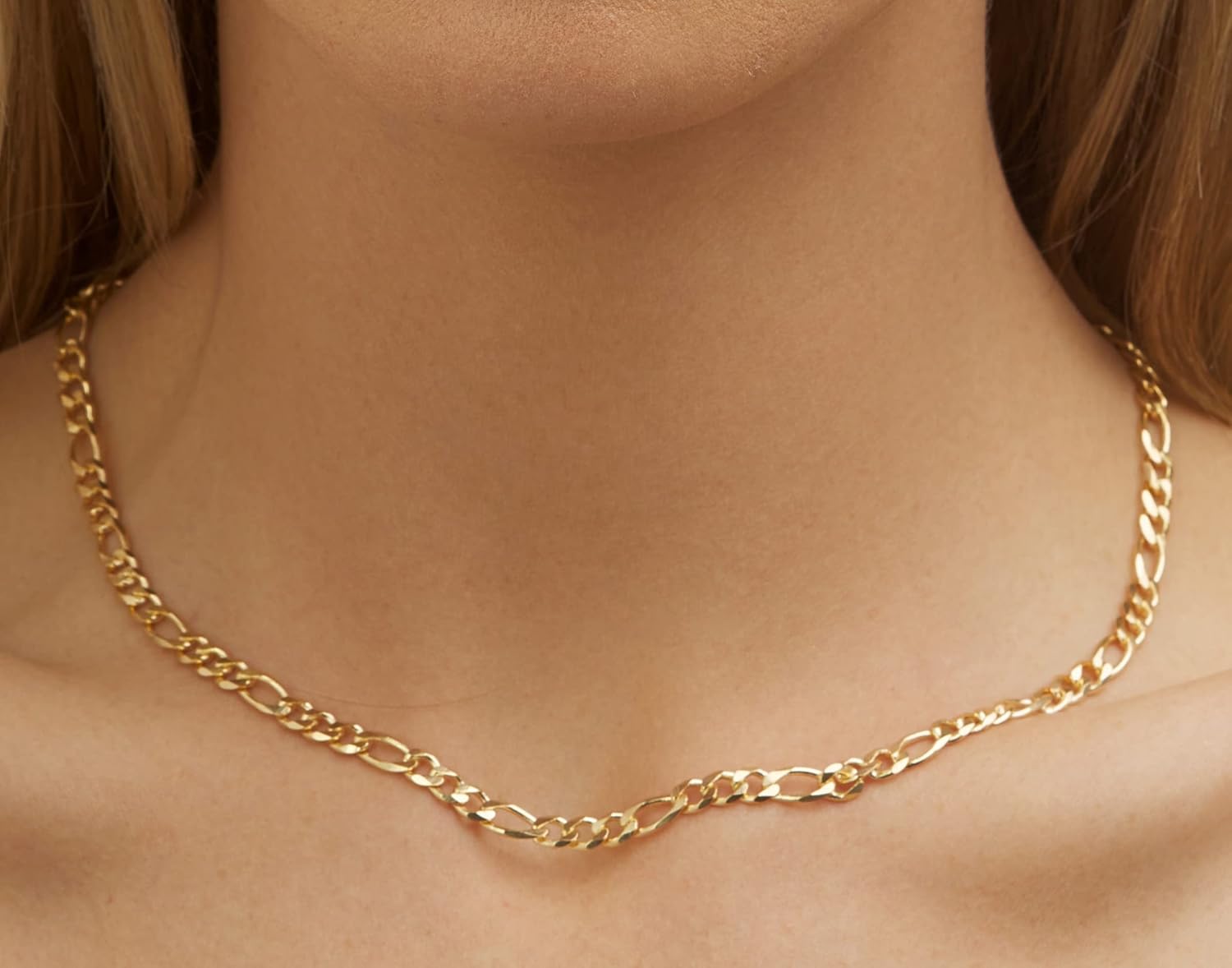 Barzel 18K Gold Plated Figaro Chain Necklace 2MM, 2.5MM, 3MM, 4MM, 4.5MM & 5MM for Women & Men
