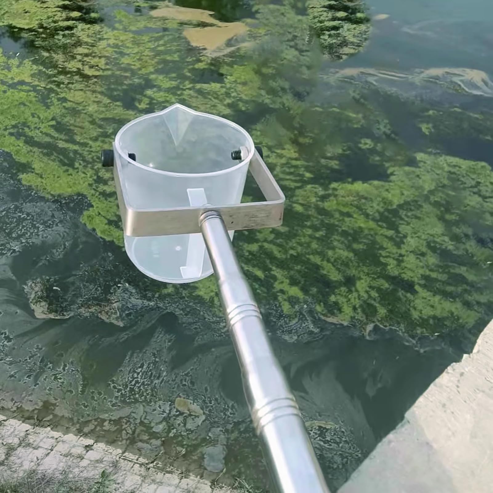 Cazo de toma de muestras de agua de acero inoxidable, herramienta eficiente de recogida de líquidos para uso ambiental y de laboratorio