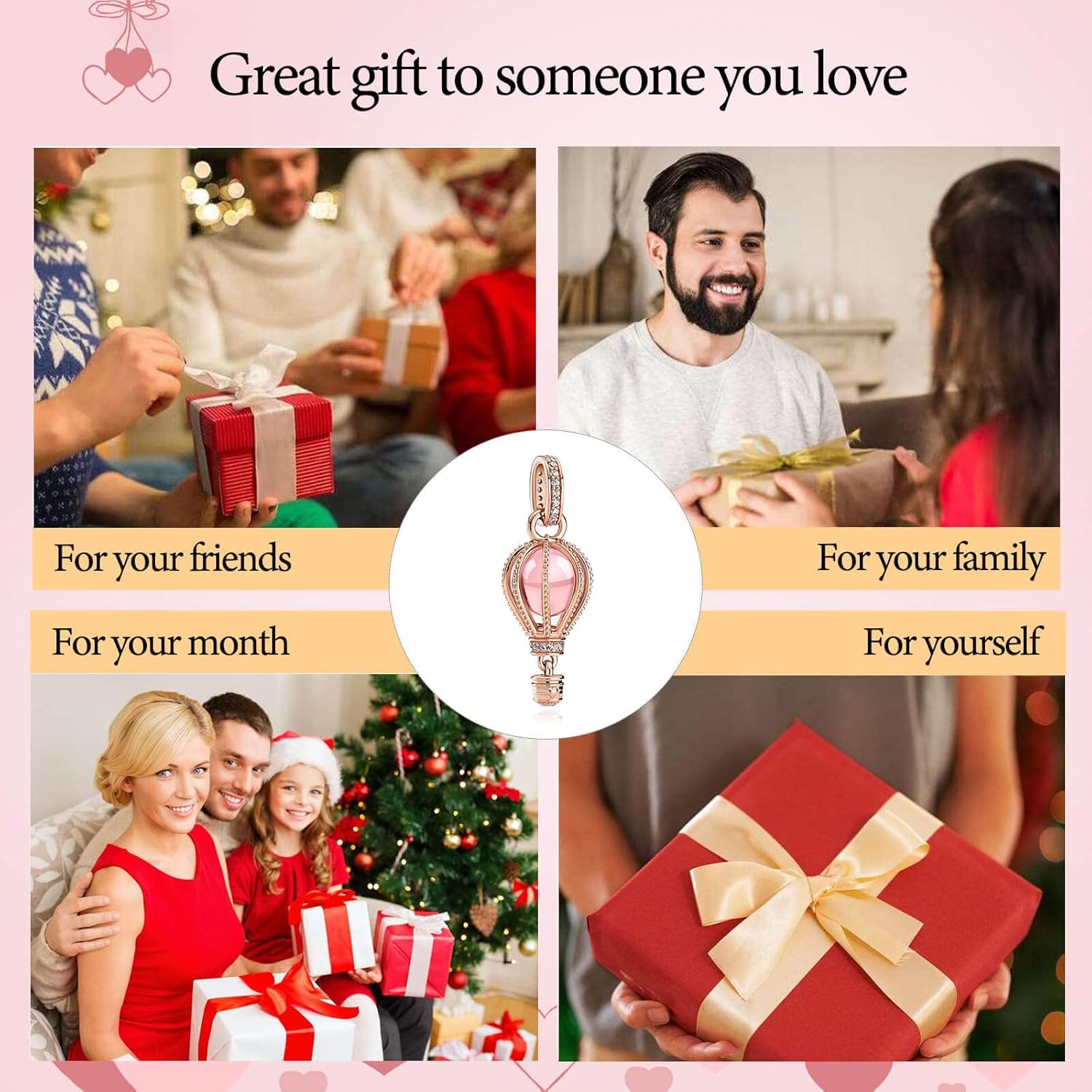 VALGACLS Mom Wife Daughter Love Heart Wedding Rings Charms 925 Sterling Silver Charms for Bracelets Necklace Valentine's Day Mother's Day Jewelry Charm for Women - Image 6