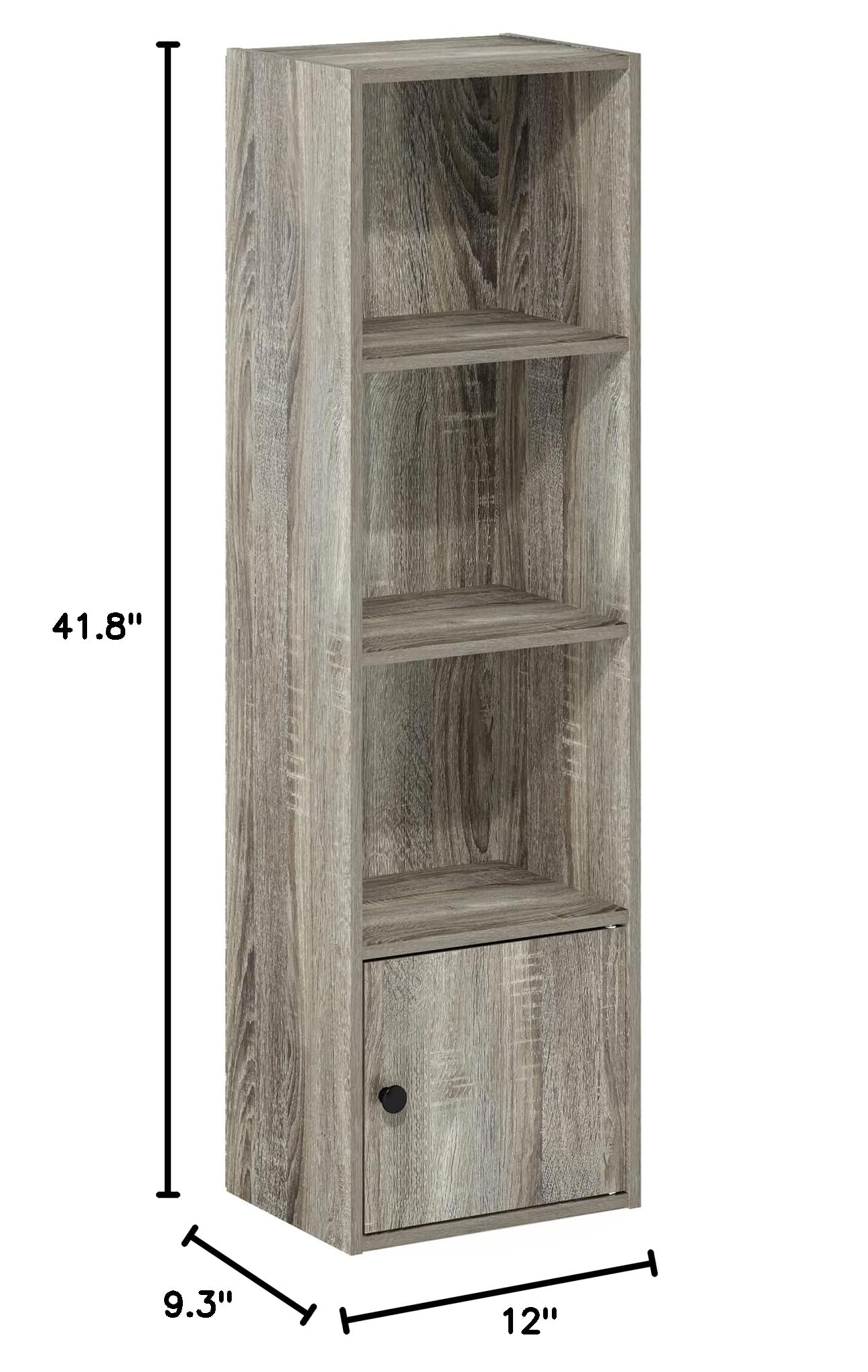 Furinno Luder Shelf Bookcase with 1 Door Storage Cabinet, French Oak