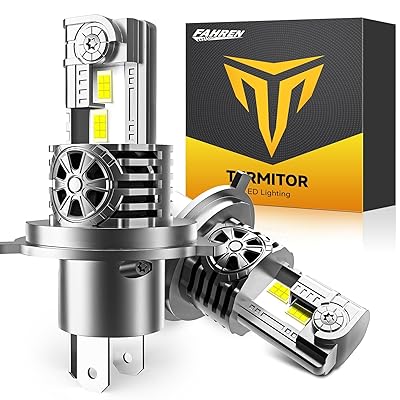 Latest H4/9003/HB2 Bulbs, 50,000LM 900% Super Brighter, 6500K Cool White, 1:1 Mini Halogen Size H4 9003 Fog Lights Kits with Cooling Fan, Plug and Play, Pack of 2