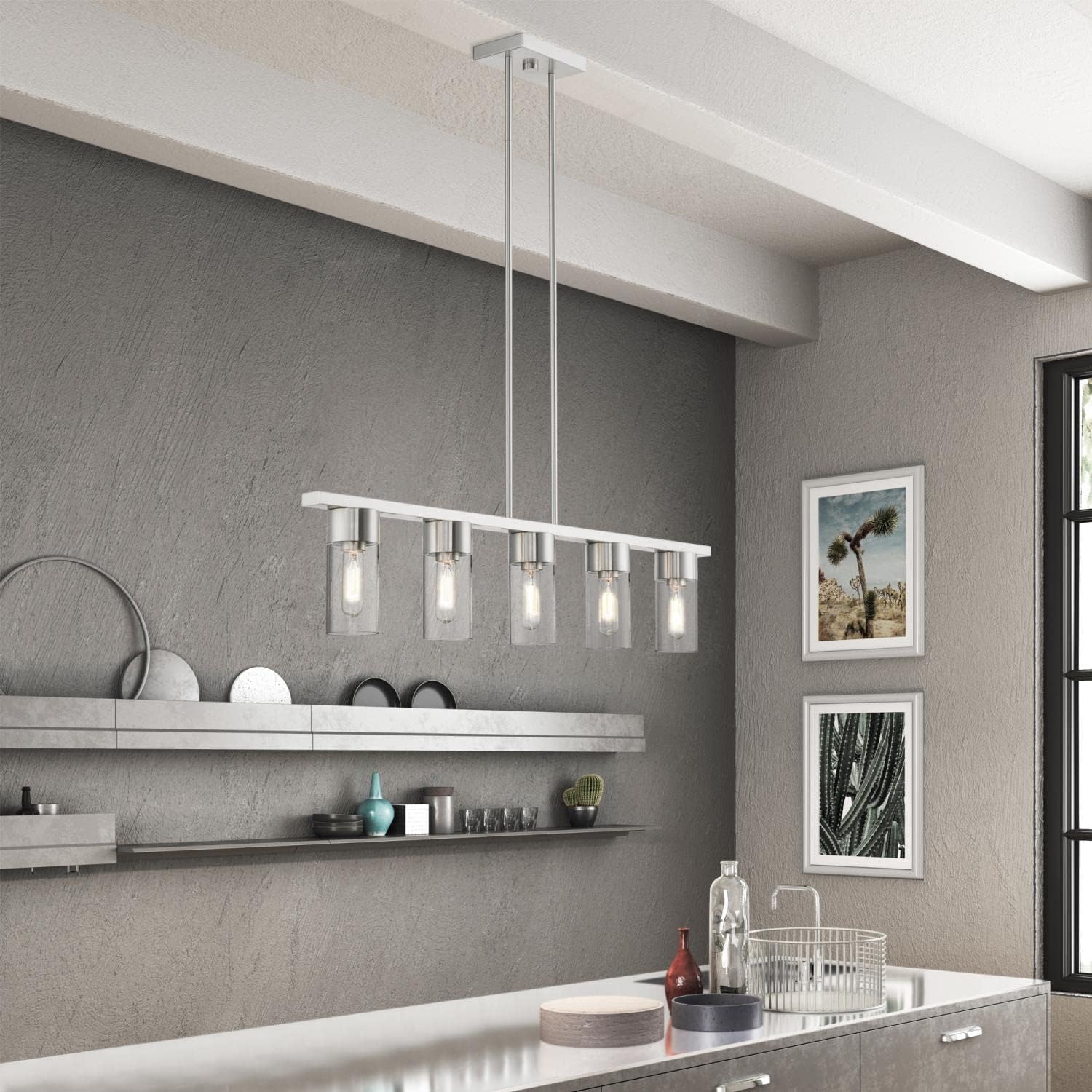 Livex Lighting, 48765-91, Carson, Linear Chandelier, Brushed Nickel