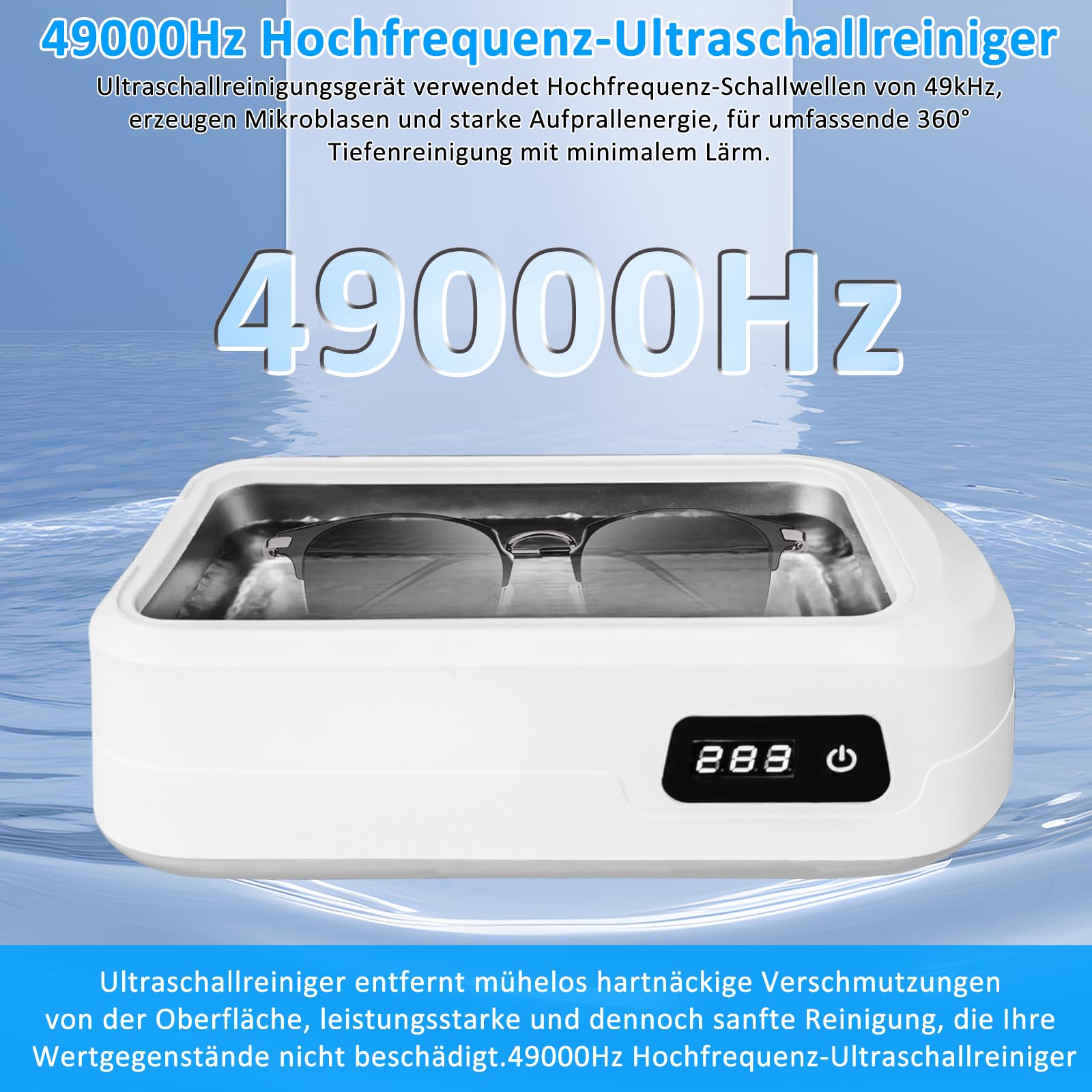 Ultrasonic Cleaner 49 KHz 640 ml with LED Digital Display 4 Level