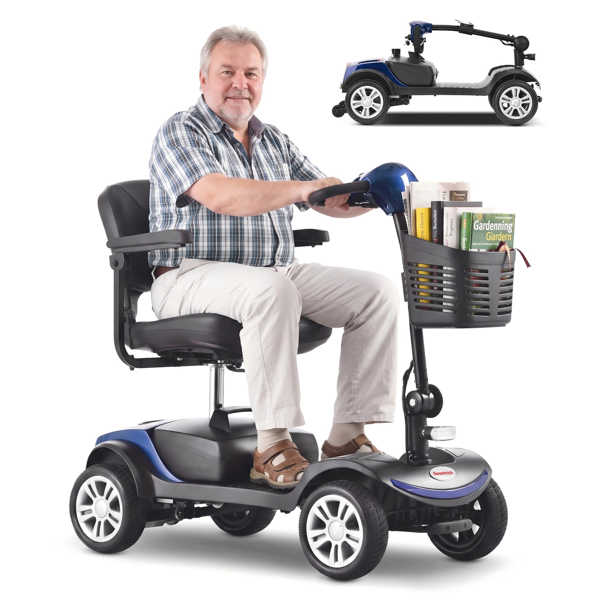 S1 SPORT Scooter elettrico per la mobilità per anziani, batteria da 12 Ah, autonomia di 15 km (blu)