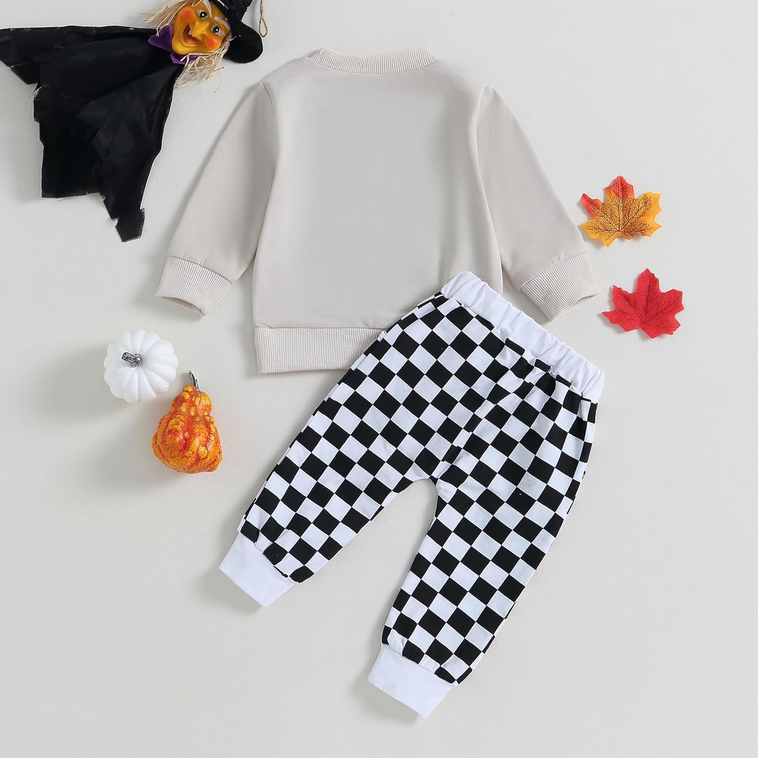 Toddler Baby Boy Halloween Outfit Long Sleeve Ghost/Pumpkin Sweatshirt Tops Elastic Pants 2PCS Fall Winter Clothes - Image 4
