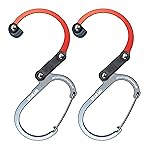 GEAR AID HEROCLIP Carabiner Gear Clip and Hook (Medium) for Camping, Backpack, and Garage Organization, Orange, 2 Pack