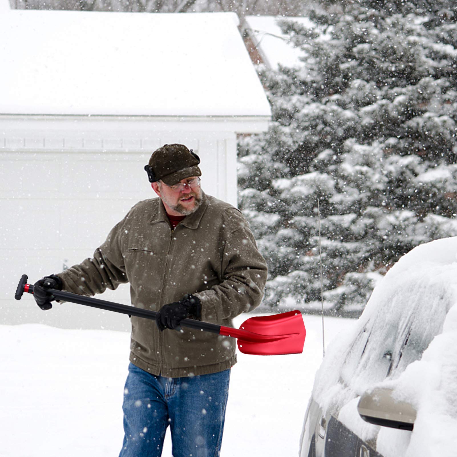 YARNOW Pala De Nieve Telescópica para Vehículos Quitanieves Multiusos De Aluminio Herramienta para Limpiar Nieve y Hielo Coches Usada Invierno