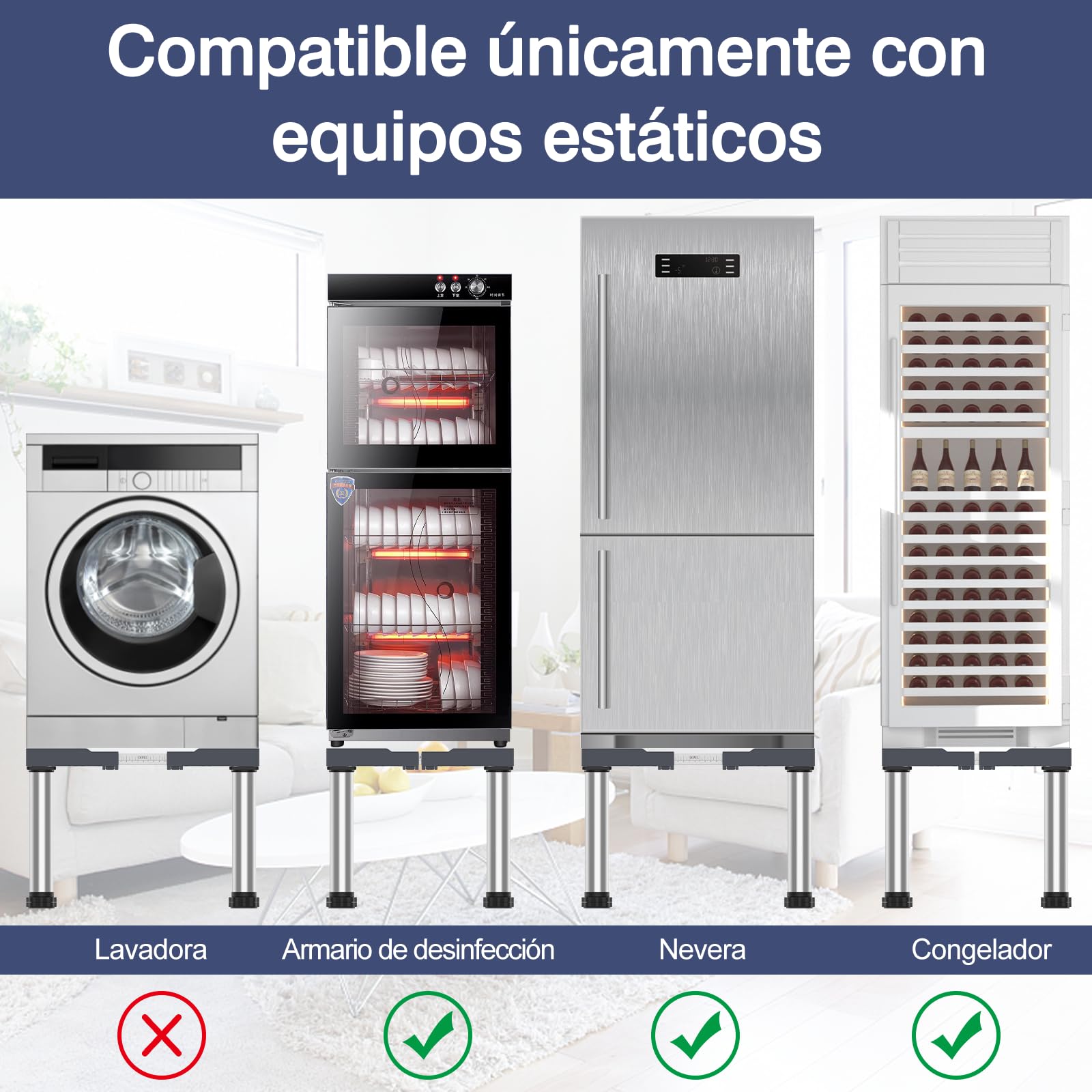 DEWEL Mini Base para Refrigerador, Base Ajustable para Lavavajillas, Altura Ajustable de 33-36cm, para Lavavajillas, Congelador Horizontal, Armario de Cocina y Electrodomésticos Estáticos Gris