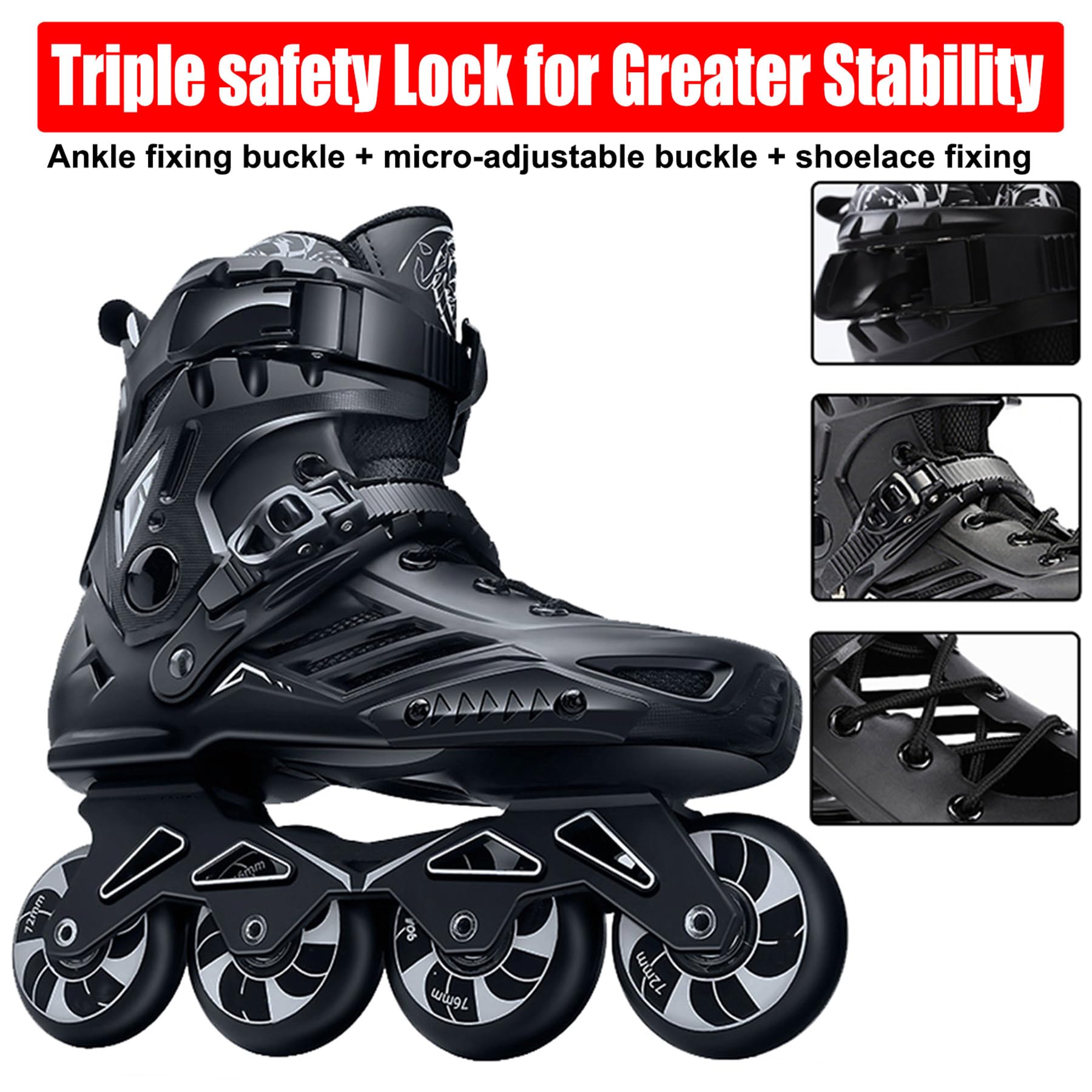 Rollers en Ligne, Roller Adulte Homme Femme, Roller Skate Shoes, Patin À roulettes avec Doublure Lavable Et Roues en PU Résistantes À l'usure
