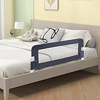 Vista 2 de BABY JOY Rieles de cama para niños pequeños, extra largos, protector de cama de seguridad abatible para cuna convertible, barandilla plegable