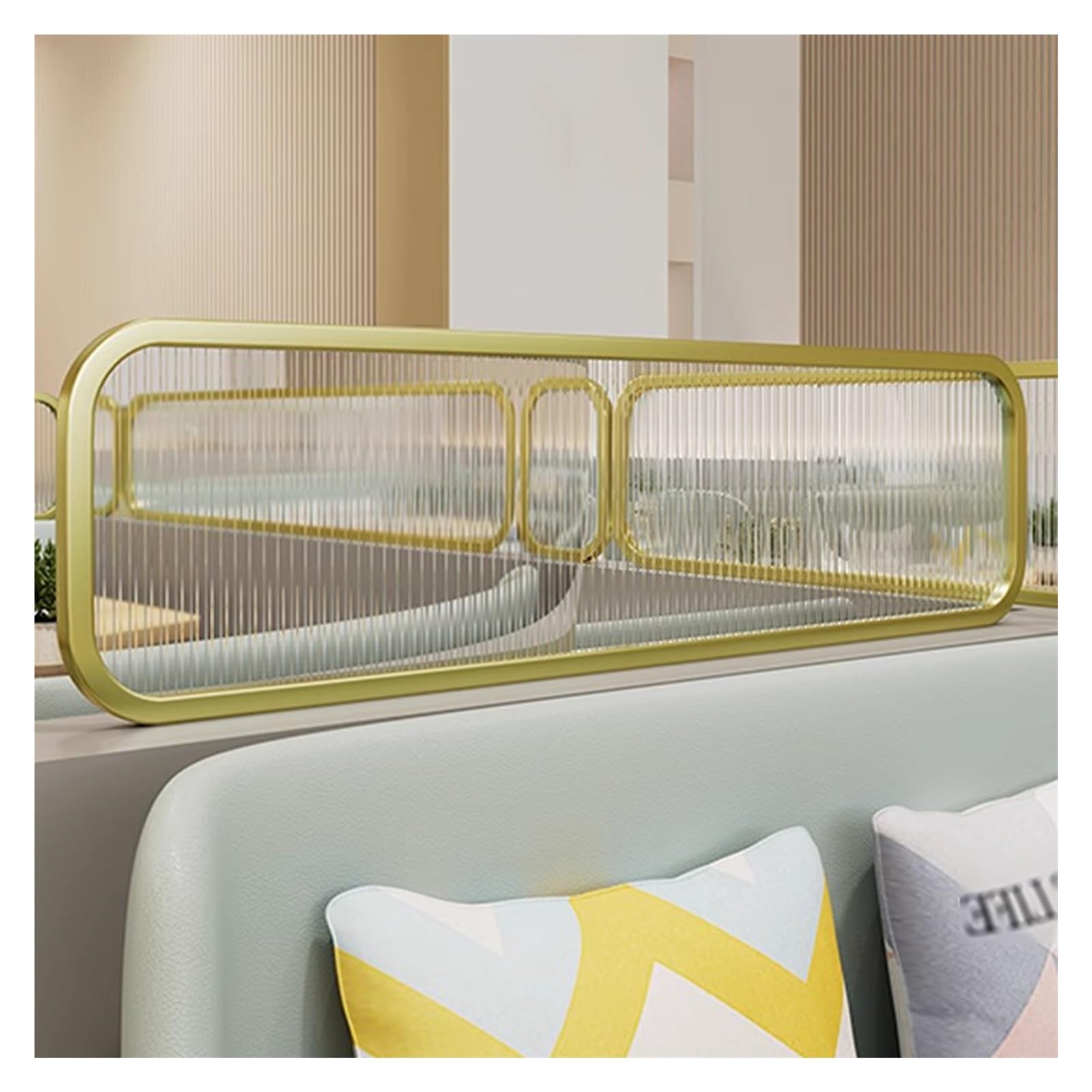 Ghfxscv Gold-A Dividers For Dining Areas, Translucent Raised Striped Glass Restaurant Decorative Partitions, Hot Pot Countertop Desk Divider, 30Cm Low Fence (Color : Size : 30X90cm)