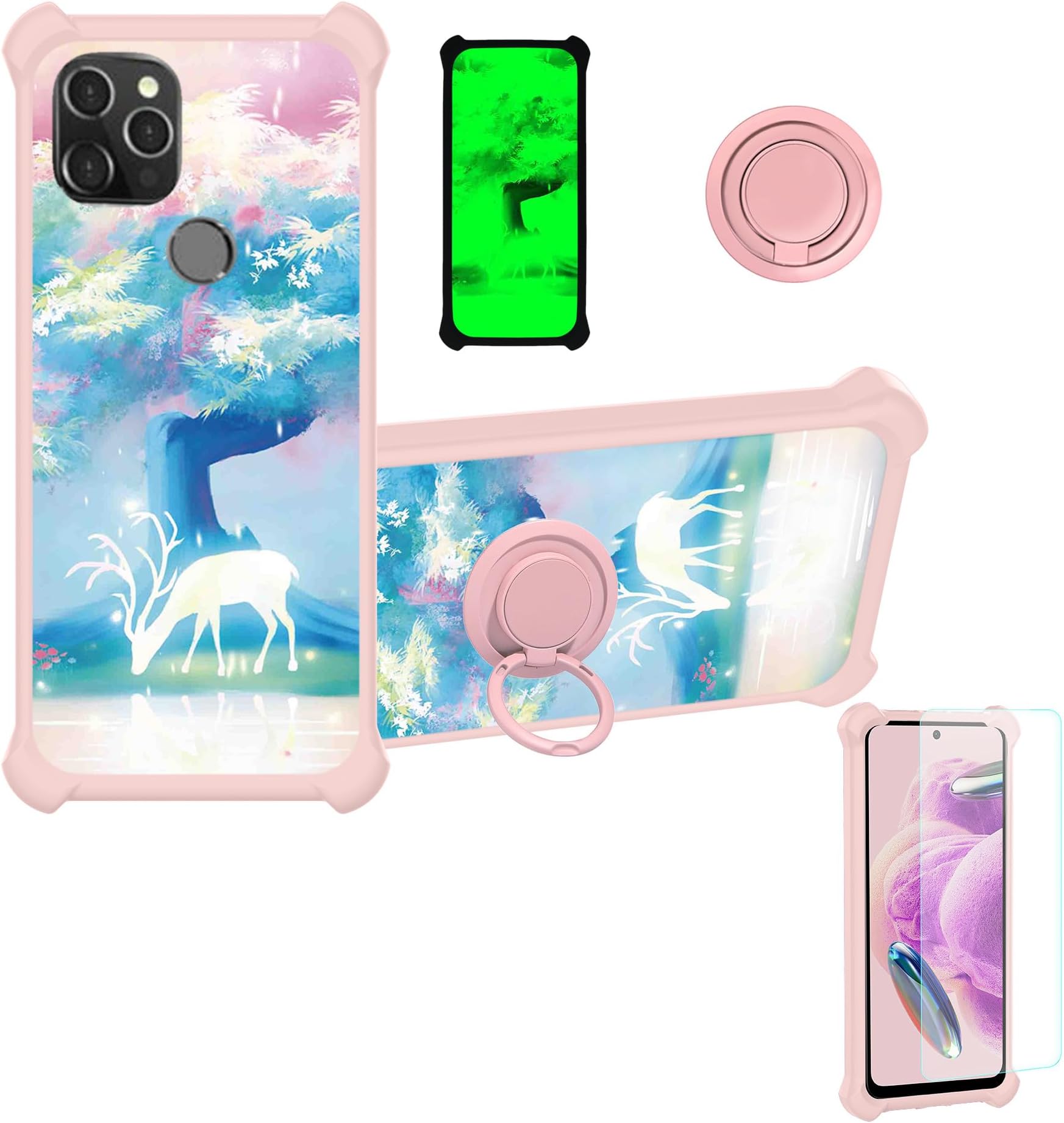 Case for iBRIT Diamond Pro Max Case Compatible with iBRIT Diamond Pro Max Phone Case Cover [with Tempered Glass Screen Protector][Ring Support][Luminous Effect] YGF-GL
