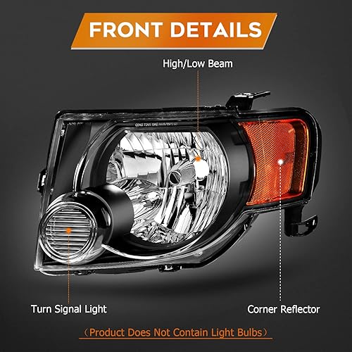 Miniatura 8 de Conjunto de faros para Honda CR-V 2007-2011 carcasa cromada ámbar reflector lente transparente conductor y pasajero faro lateral HO2502129