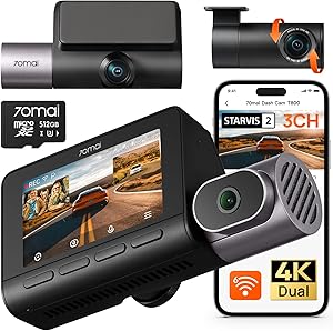 70mai Dash Cam T800 4K tripla sicurezza auto