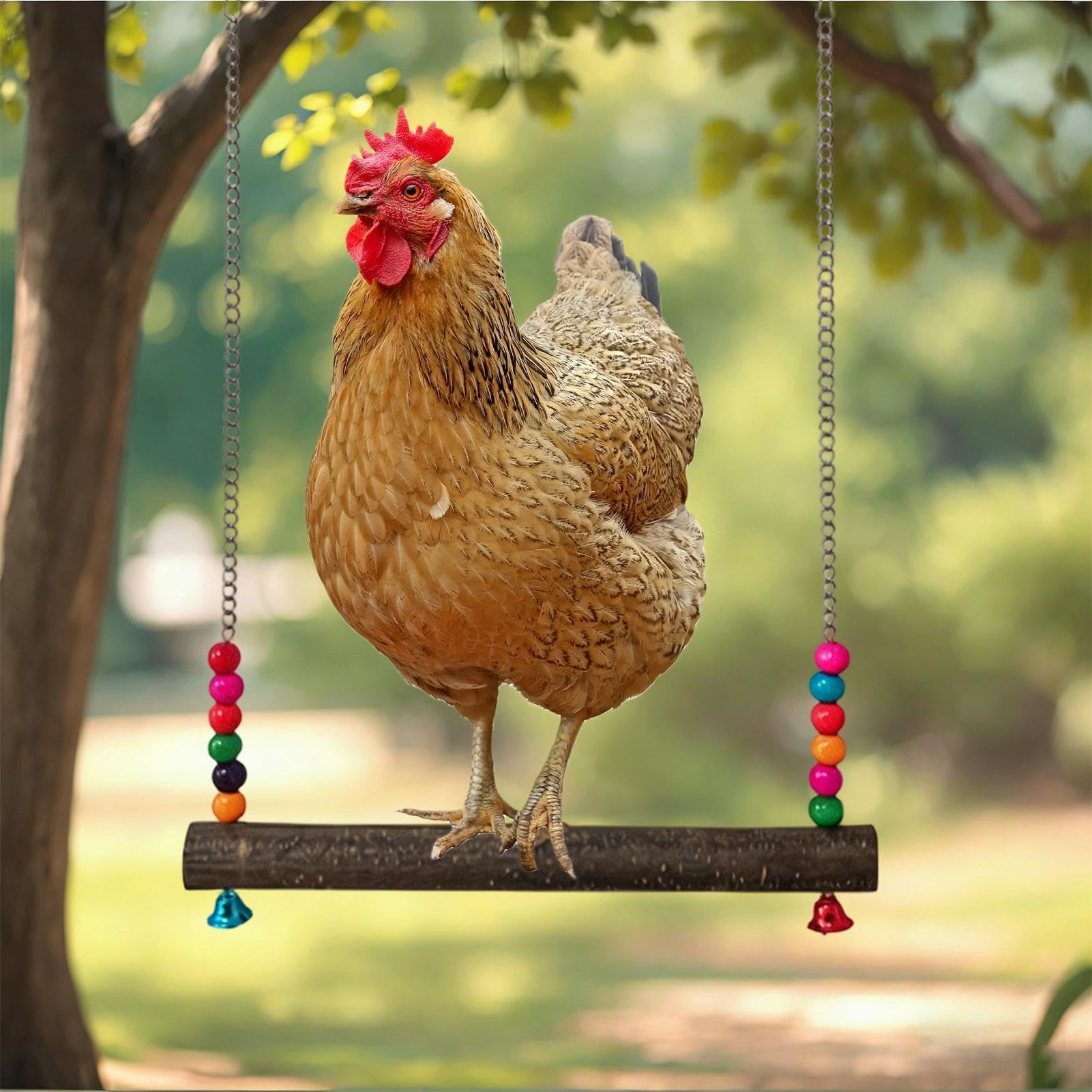 Altalena Per Pollaio, Uso Adatto Al Gallo, 45x30x2 Cm, Altalena Per In Legno Naturale Sospesa, Trespolo Per Gallo A, Installazione Facile, Da Masticare, Gabbia