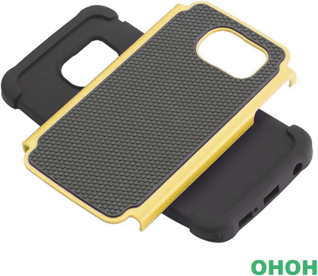 OHOH Premium Soft Silicon Plastic Dual Layer Armor Full-Body Super Protection Case for Galaxy S6(Yellow)